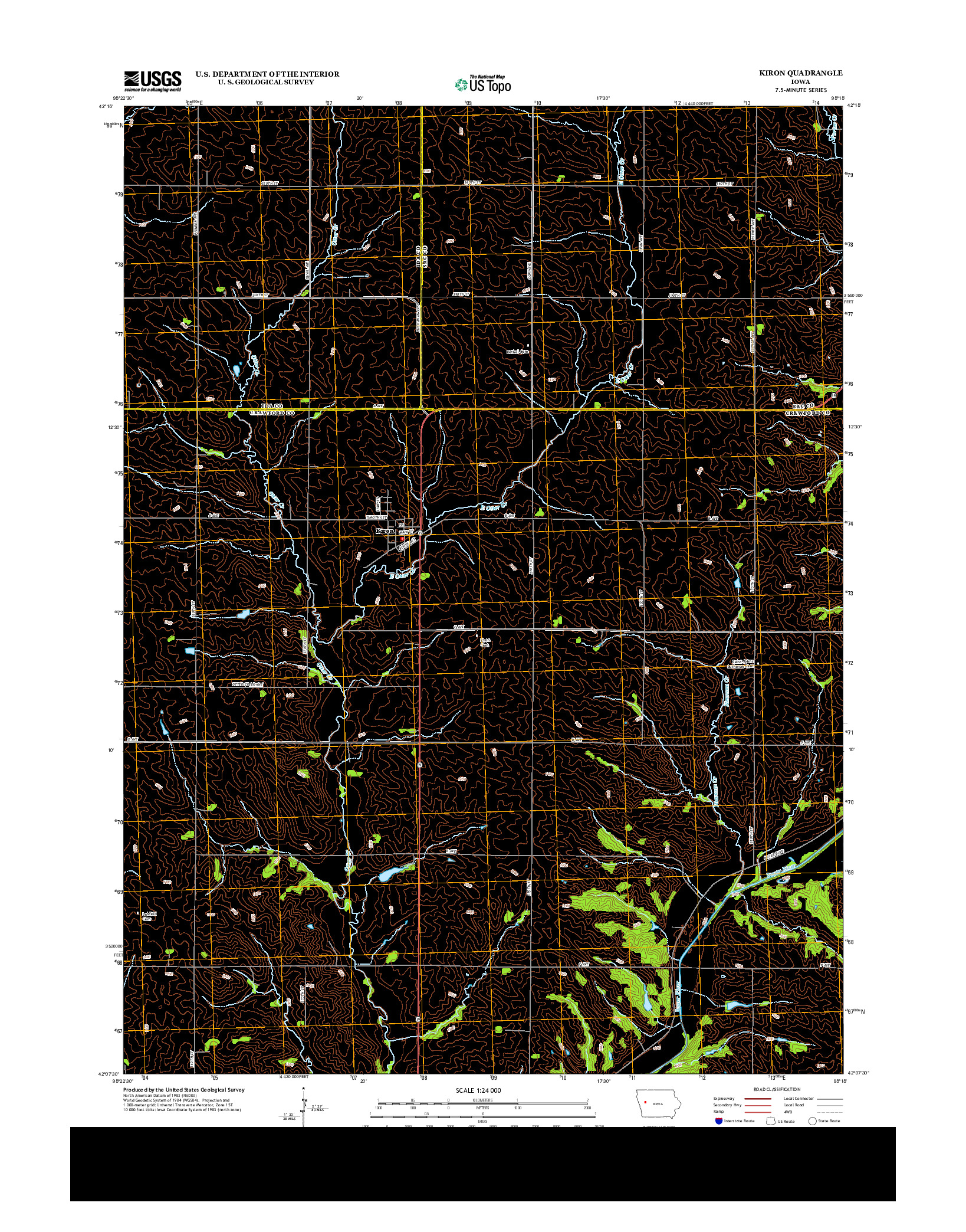 USGS US TOPO 7.5-MINUTE MAP FOR KIRON, IA 2013