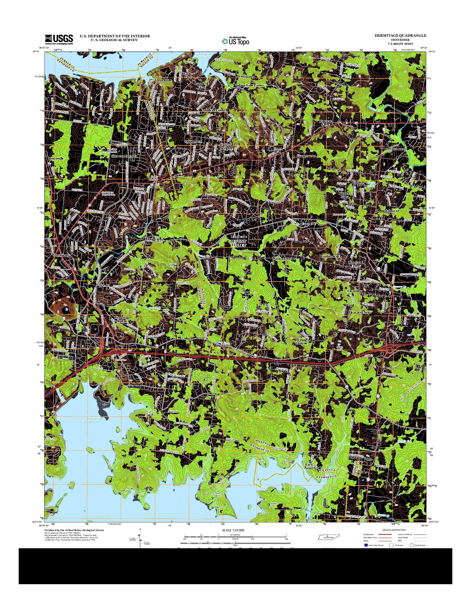 USGS US TOPO 7.5-MINUTE MAP FOR HERMITAGE, TN 2013