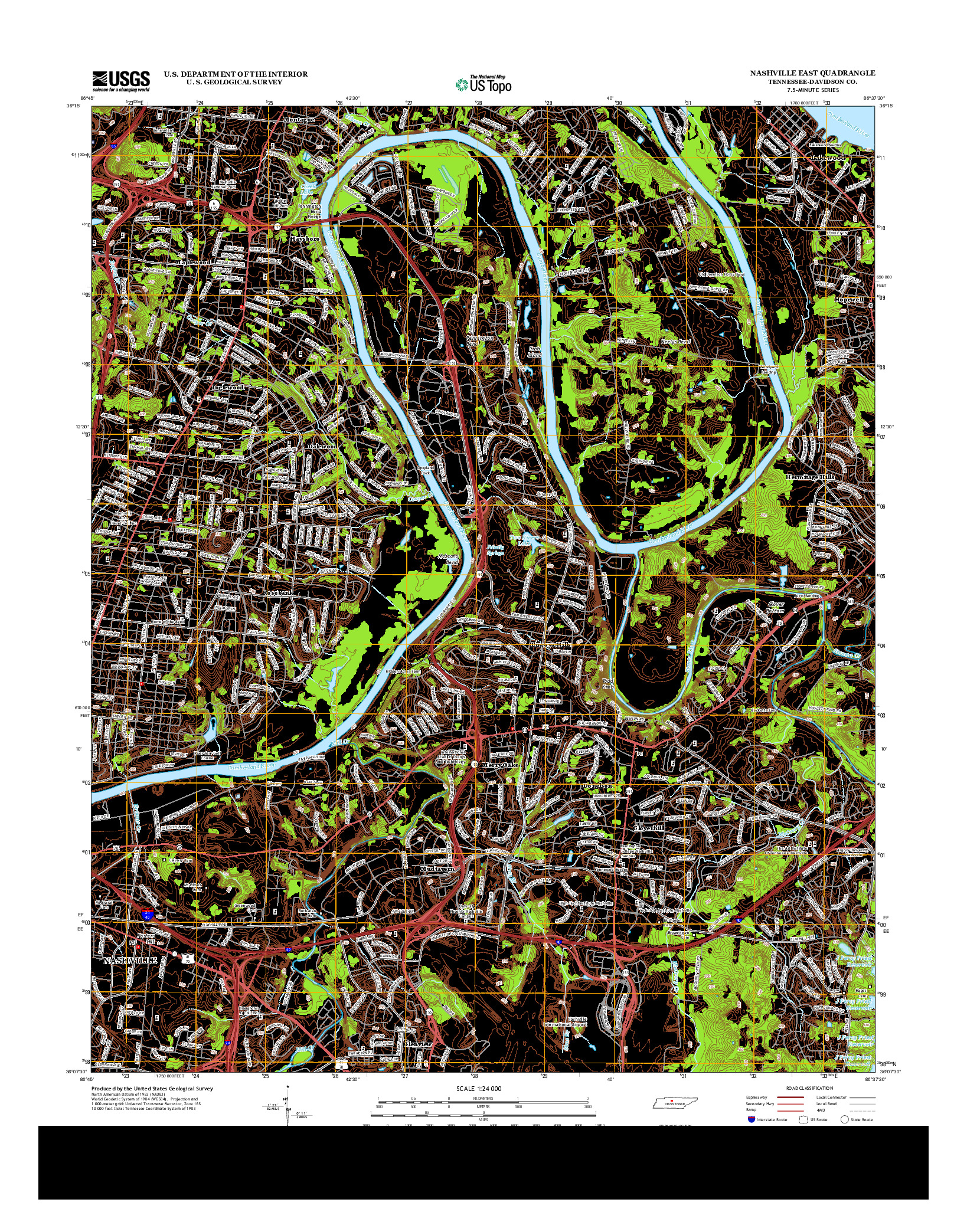 USGS US TOPO 7.5-MINUTE MAP FOR NASHVILLE EAST, TN 2013