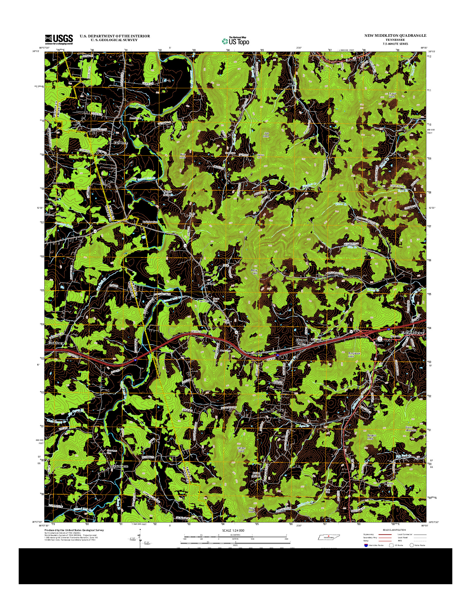 USGS US TOPO 7.5-MINUTE MAP FOR NEW MIDDLETON, TN 2013