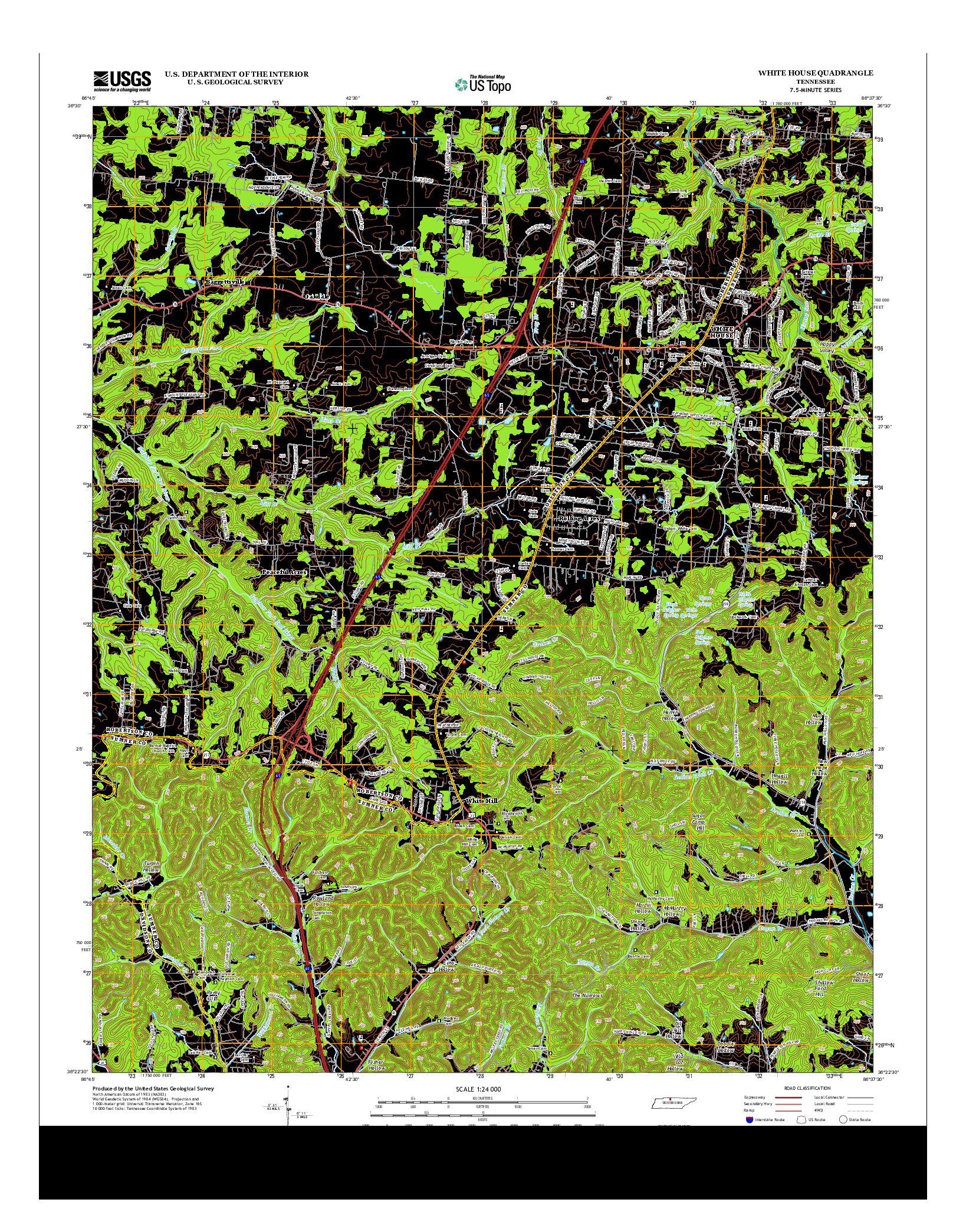 USGS US TOPO 7.5-MINUTE MAP FOR WHITE HOUSE, TN 2013