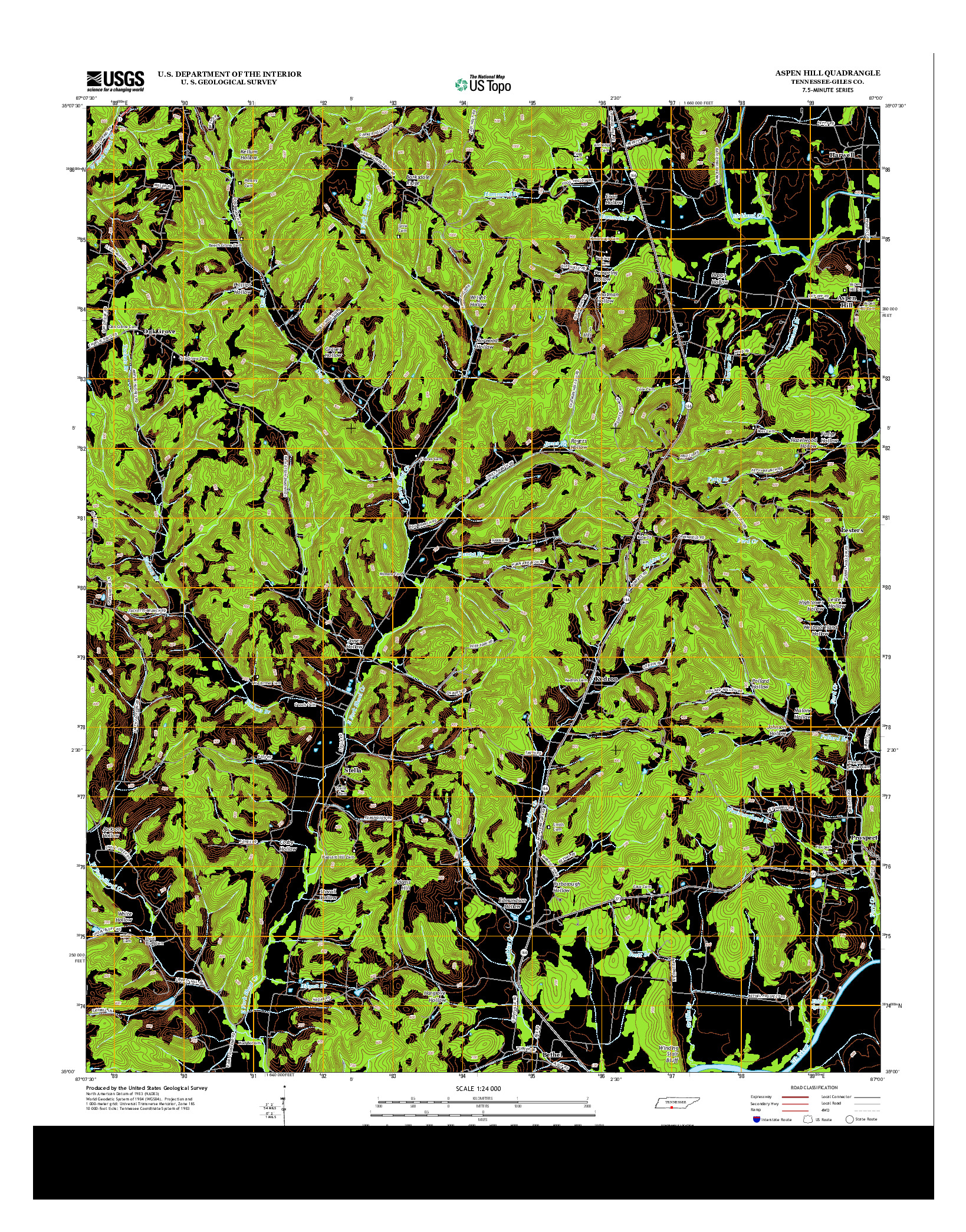 USGS US TOPO 7.5-MINUTE MAP FOR ASPEN HILL, TN 2013