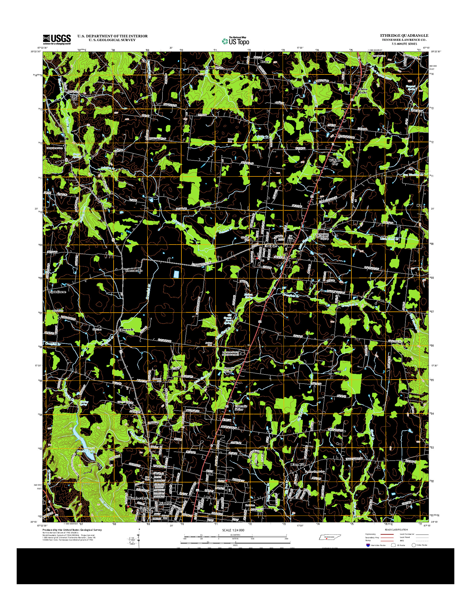 USGS US TOPO 7.5-MINUTE MAP FOR ETHRIDGE, TN 2013