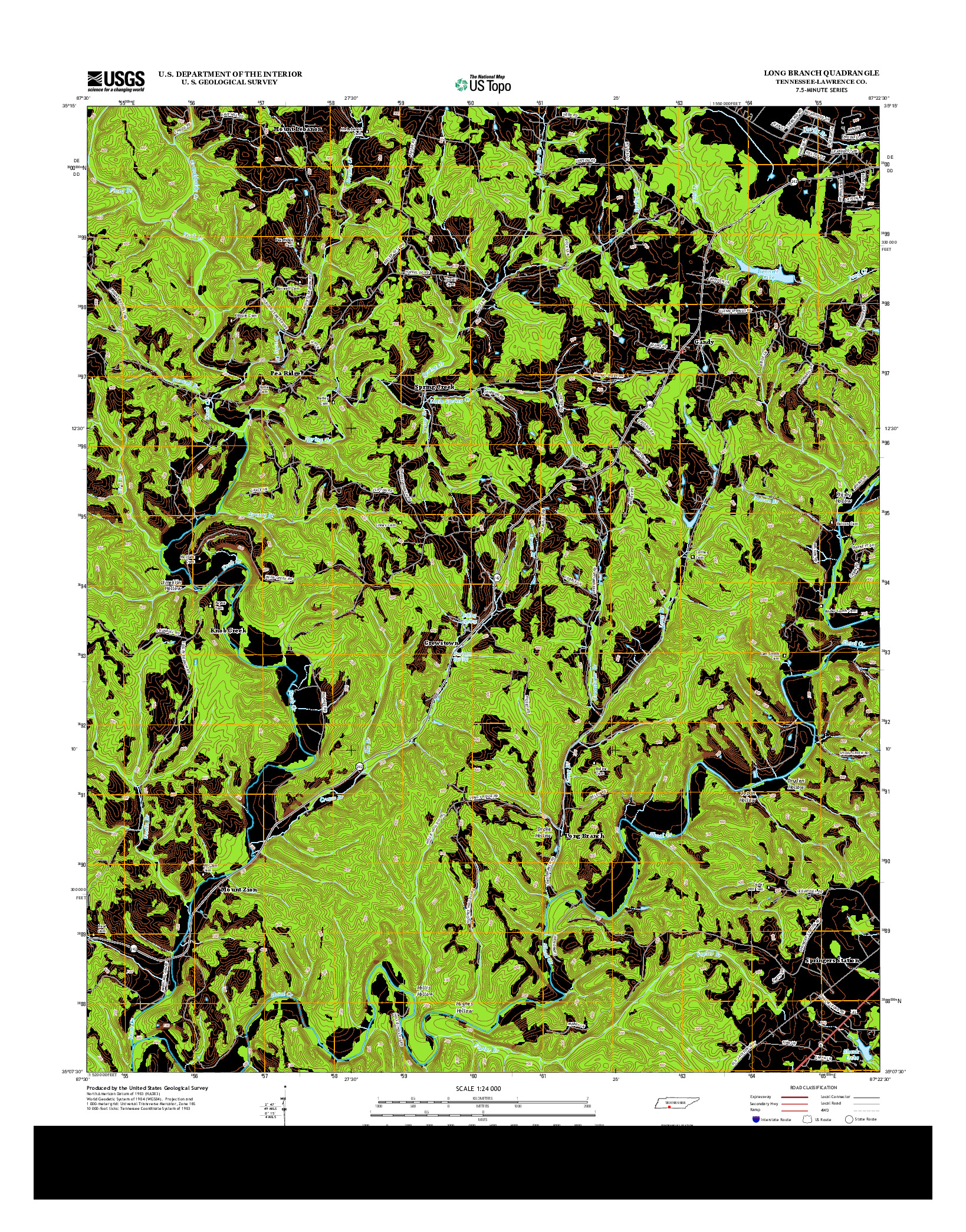 USGS US TOPO 7.5-MINUTE MAP FOR LONG BRANCH, TN 2013