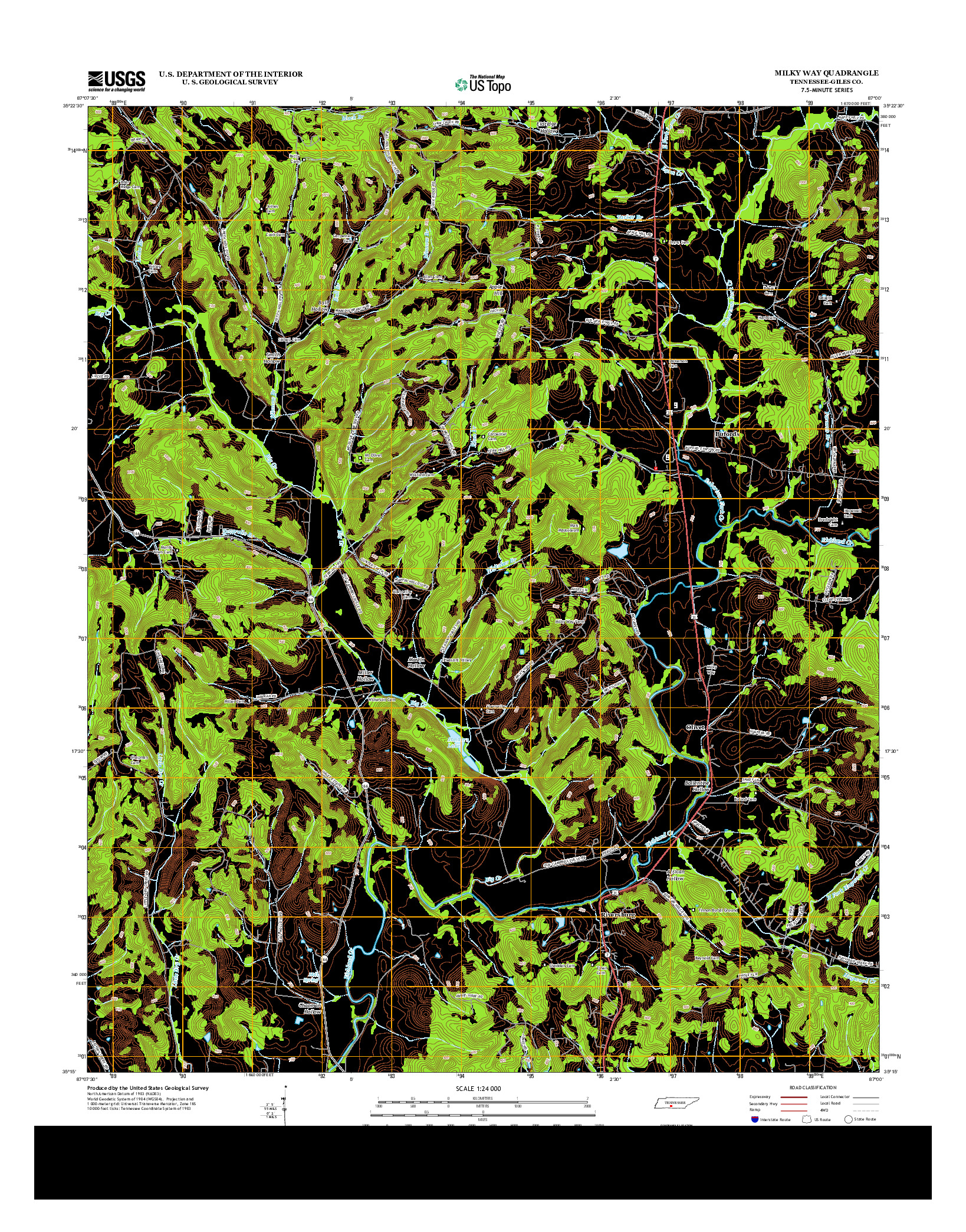 USGS US TOPO 7.5-MINUTE MAP FOR MILKY WAY, TN 2013