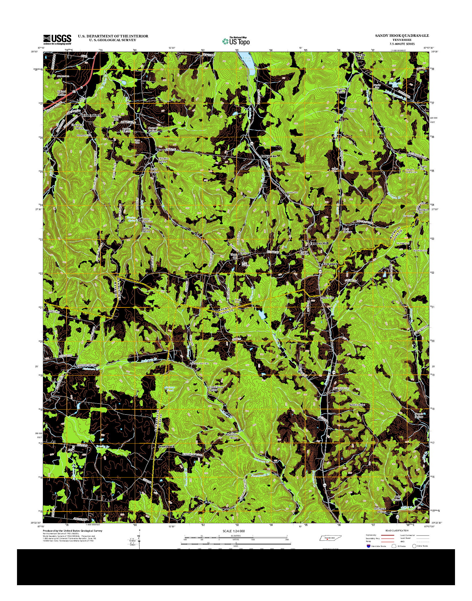 USGS US TOPO 7.5-MINUTE MAP FOR SANDY HOOK, TN 2013