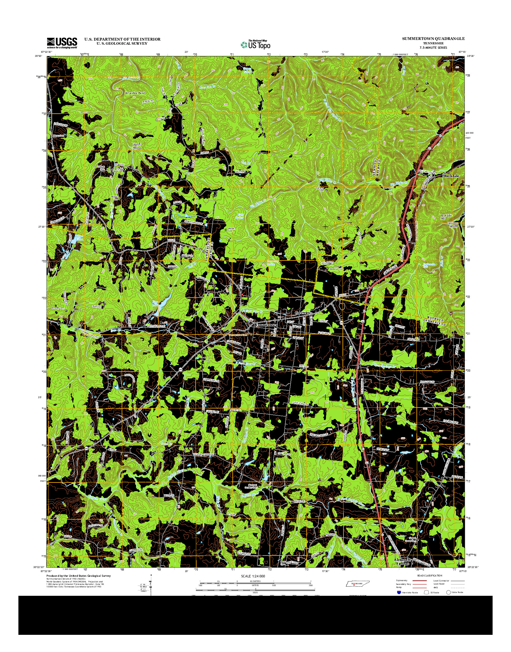 USGS US TOPO 7.5-MINUTE MAP FOR SUMMERTOWN, TN 2013