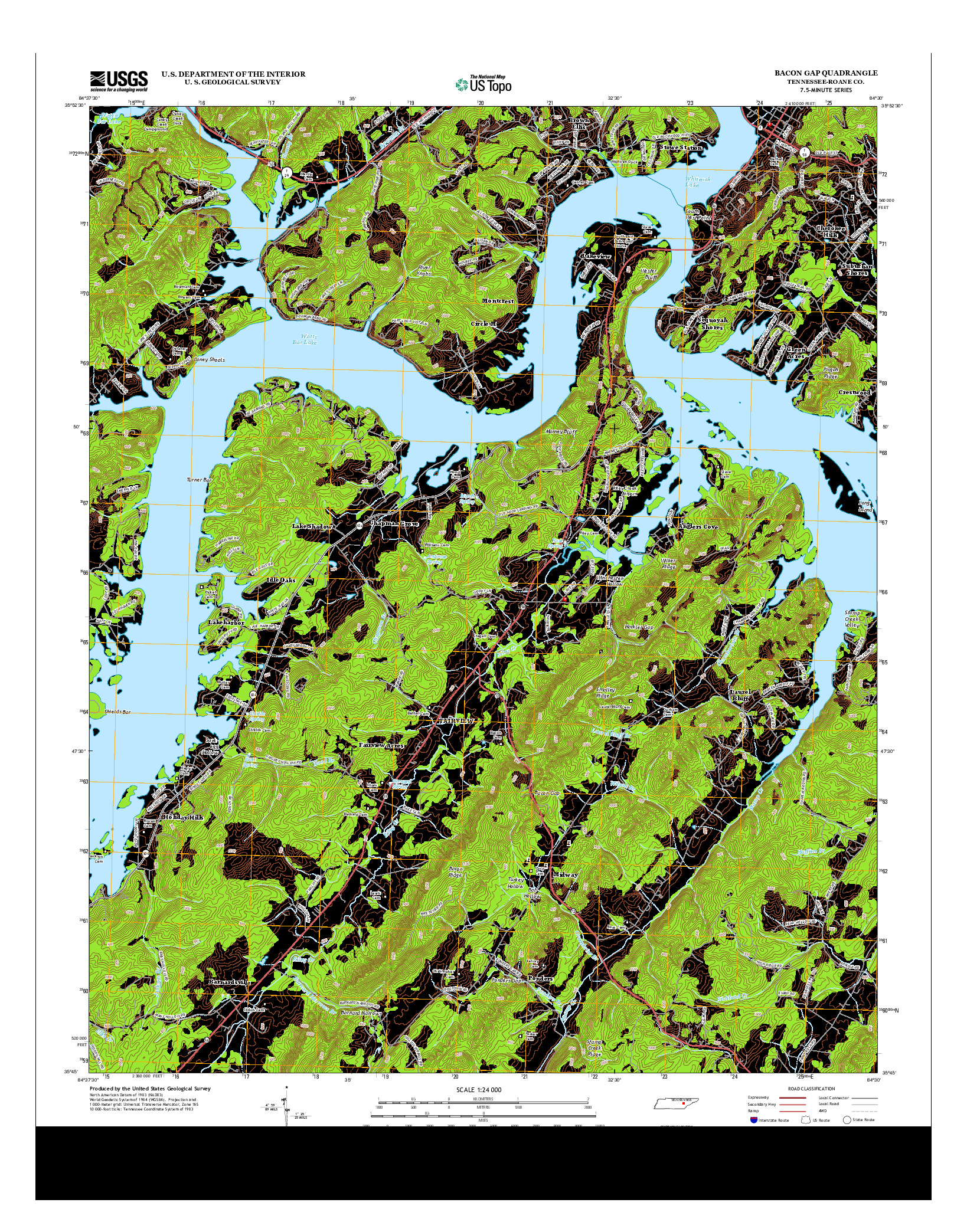 USGS US TOPO 7.5-MINUTE MAP FOR BACON GAP, TN 2013