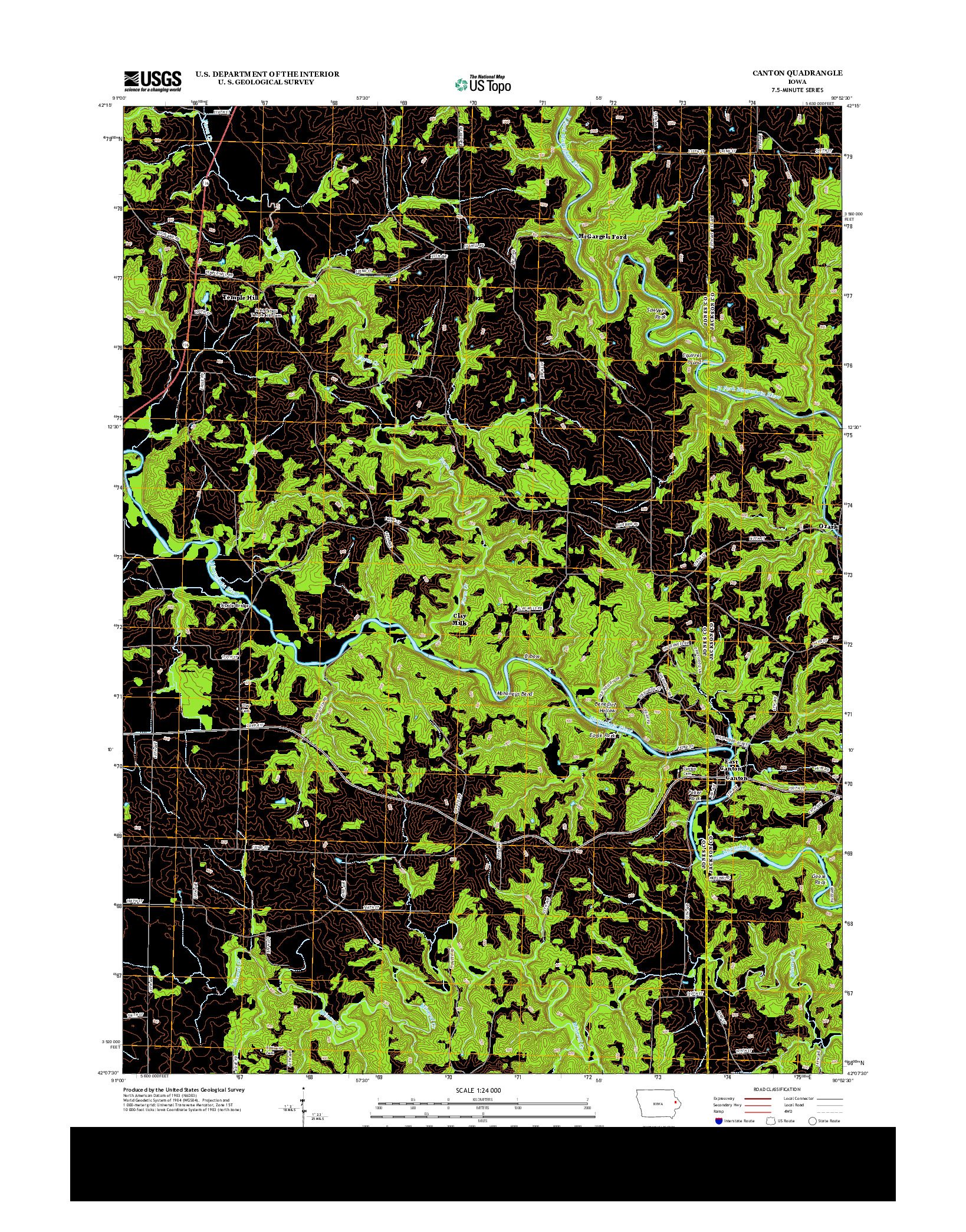 USGS US TOPO 7.5-MINUTE MAP FOR CANTON, IA 2013