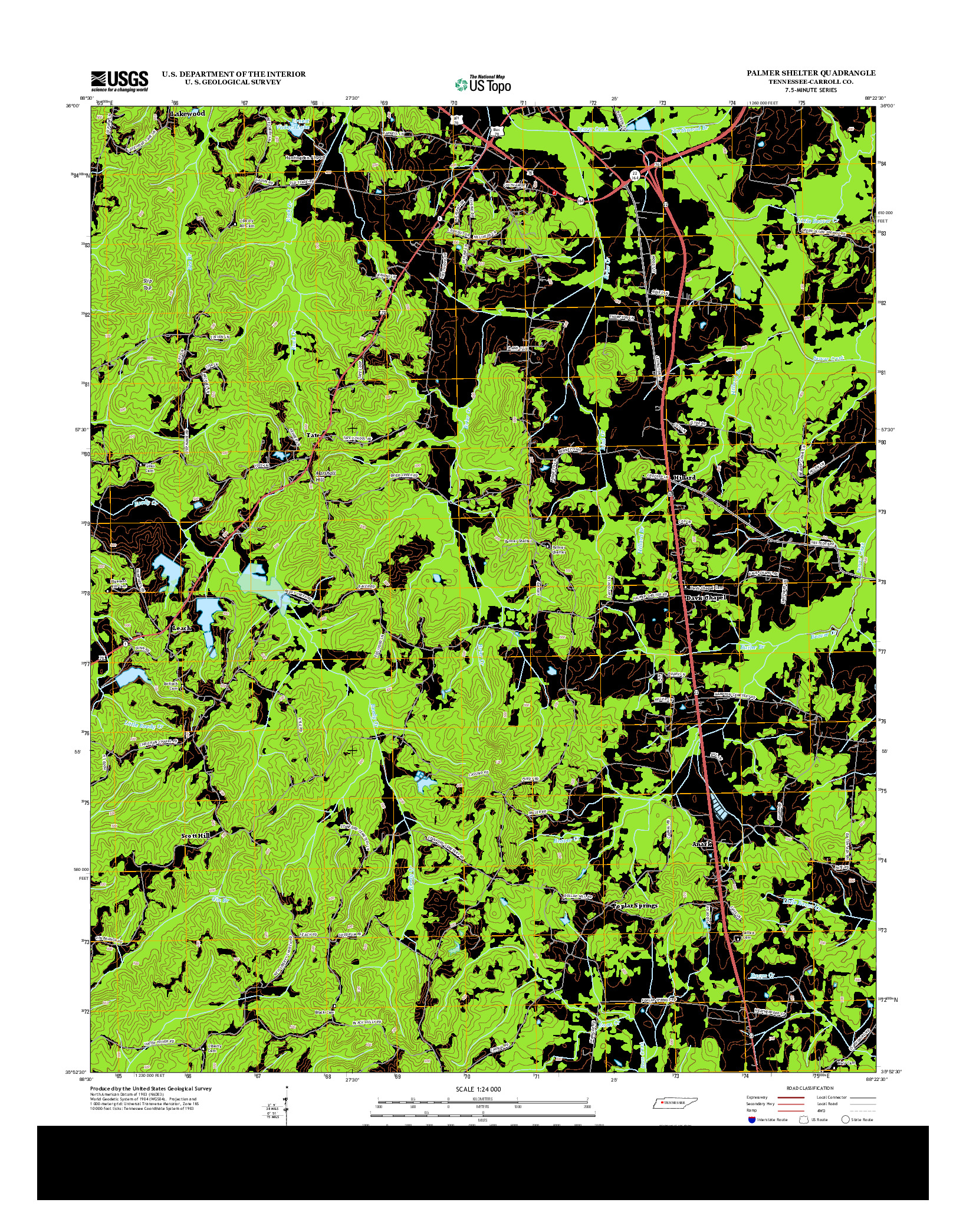 USGS US TOPO 7.5-MINUTE MAP FOR PALMER SHELTER, TN 2013