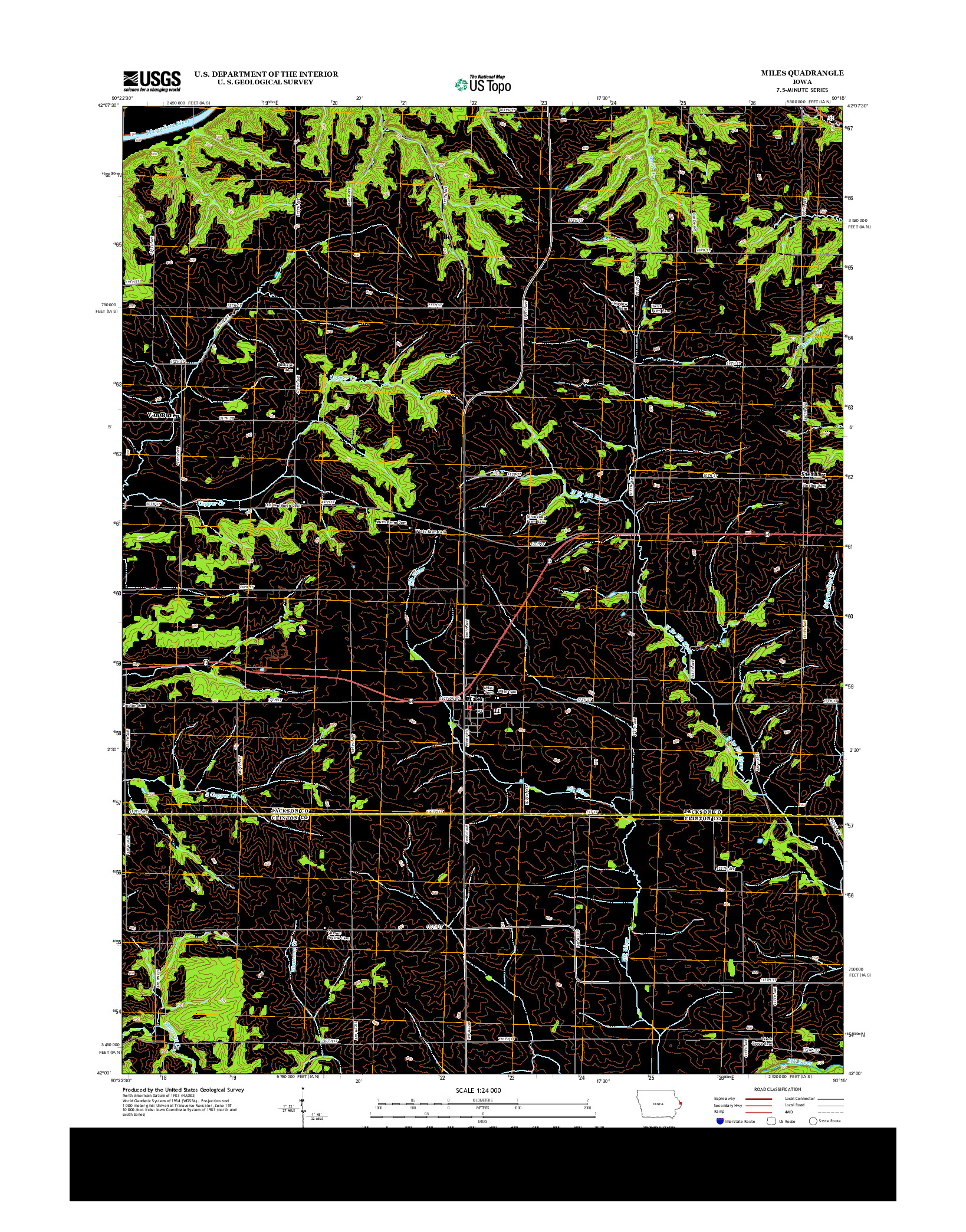 USGS US TOPO 7.5-MINUTE MAP FOR MILES, IA 2013