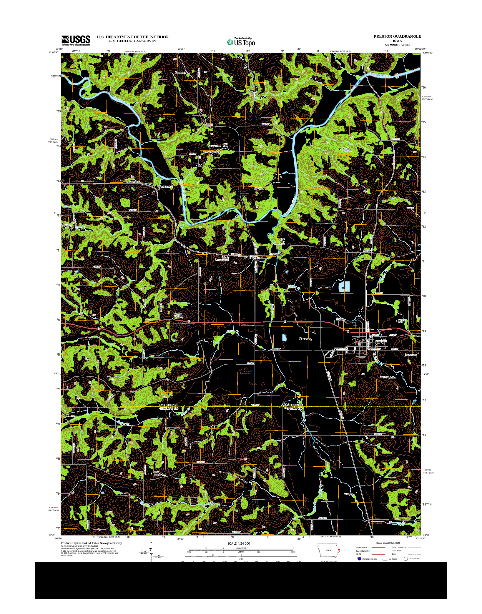 USGS US TOPO 7.5-MINUTE MAP FOR PRESTON, IA 2013