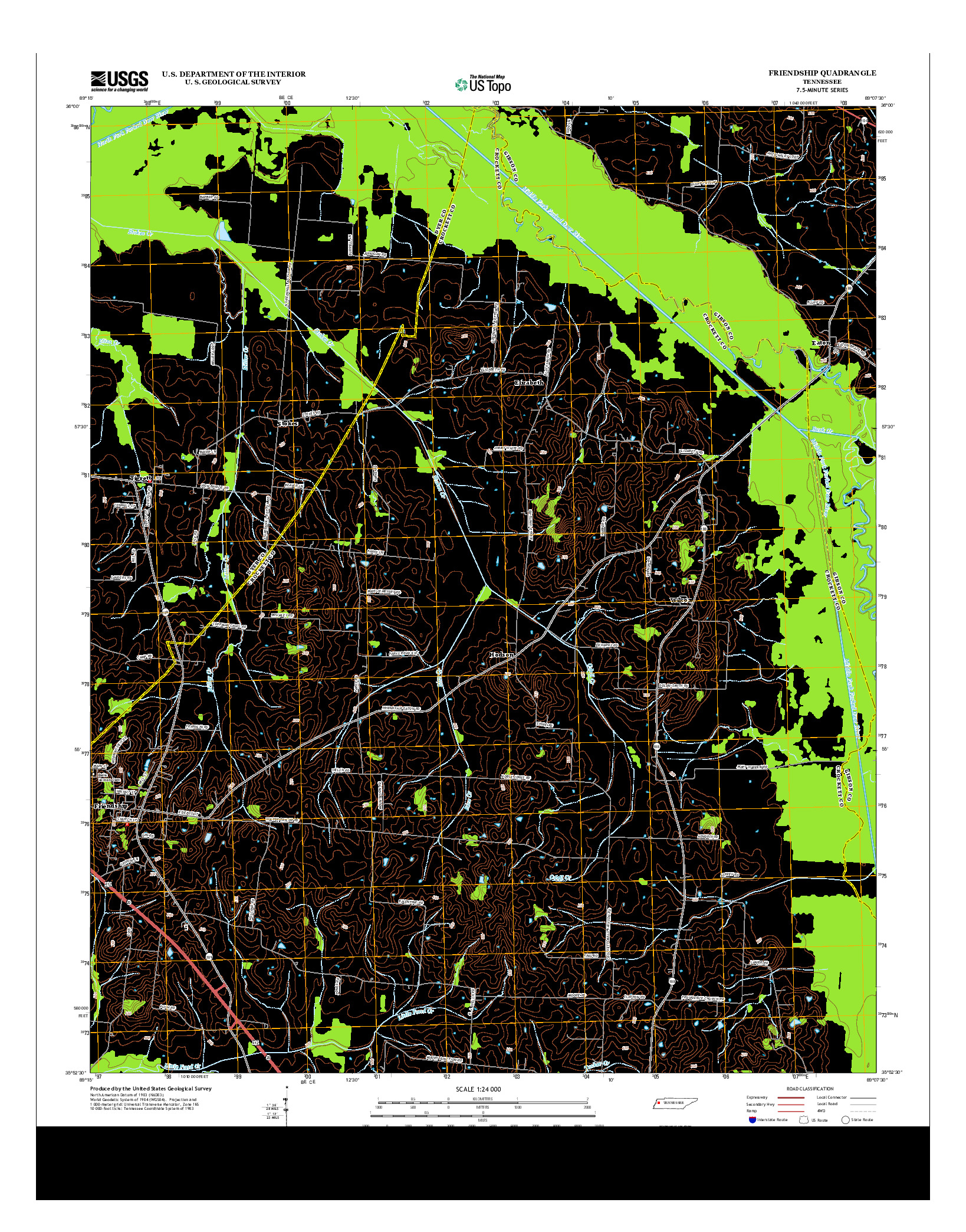 USGS US TOPO 7.5-MINUTE MAP FOR FRIENDSHIP, TN 2013