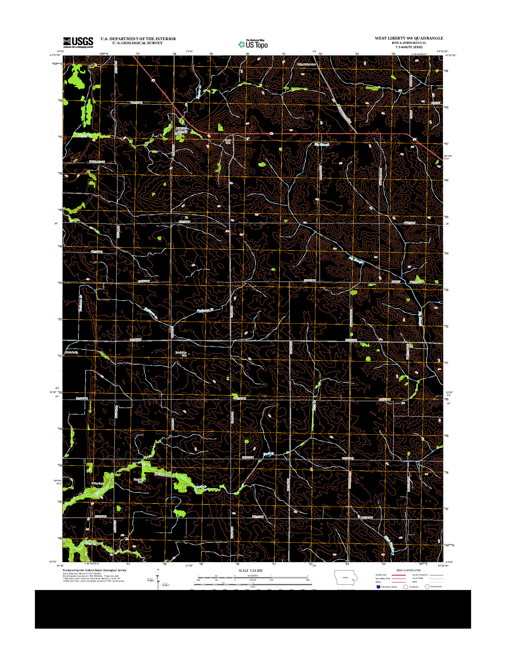 USGS US TOPO 7.5-MINUTE MAP FOR WEST LIBERTY SW, IA 2013