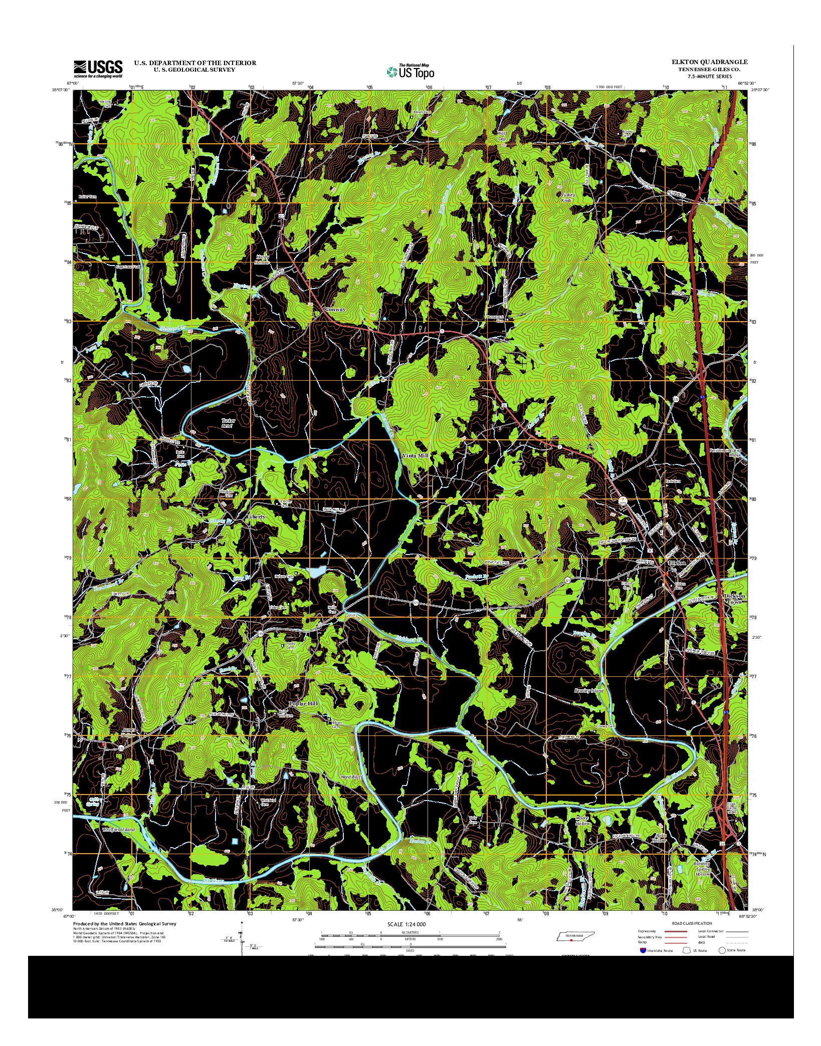 USGS US TOPO 7.5-MINUTE MAP FOR ELKTON, TN 2013
