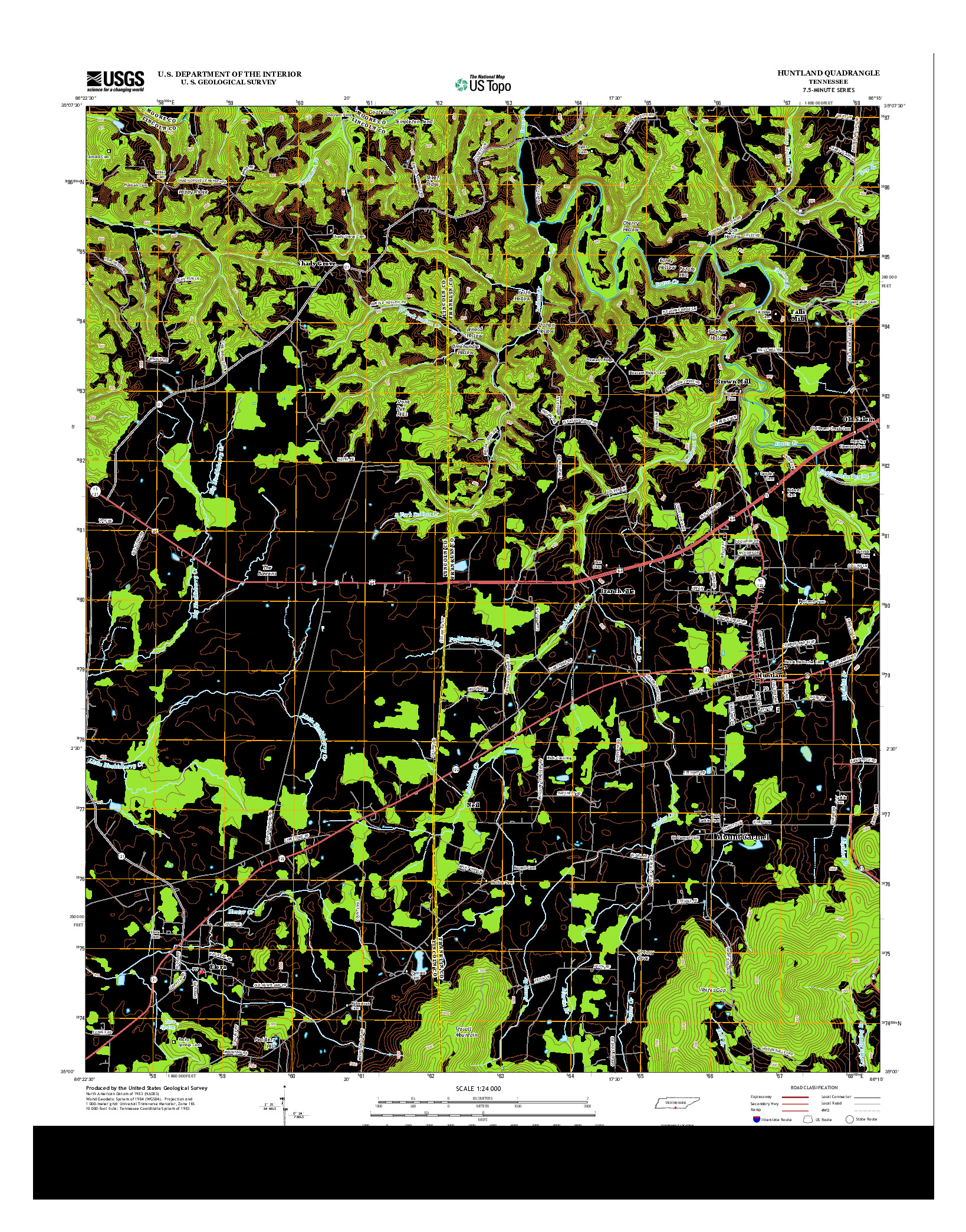 USGS US TOPO 7.5-MINUTE MAP FOR HUNTLAND, TN 2013