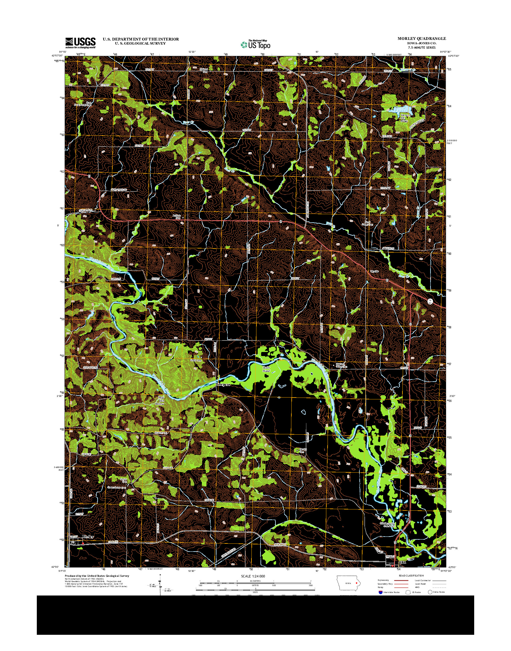 USGS US TOPO 7.5-MINUTE MAP FOR MORLEY, IA 2013