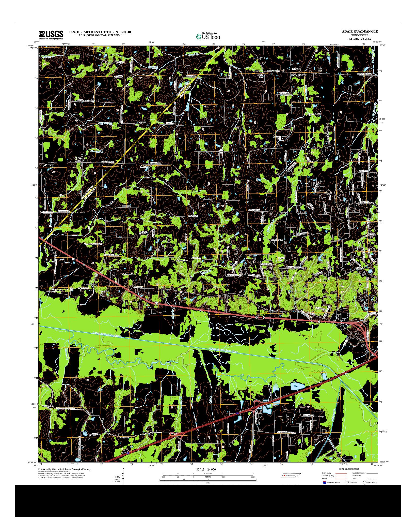 USGS US TOPO 7.5-MINUTE MAP FOR ADAIR, TN 2013