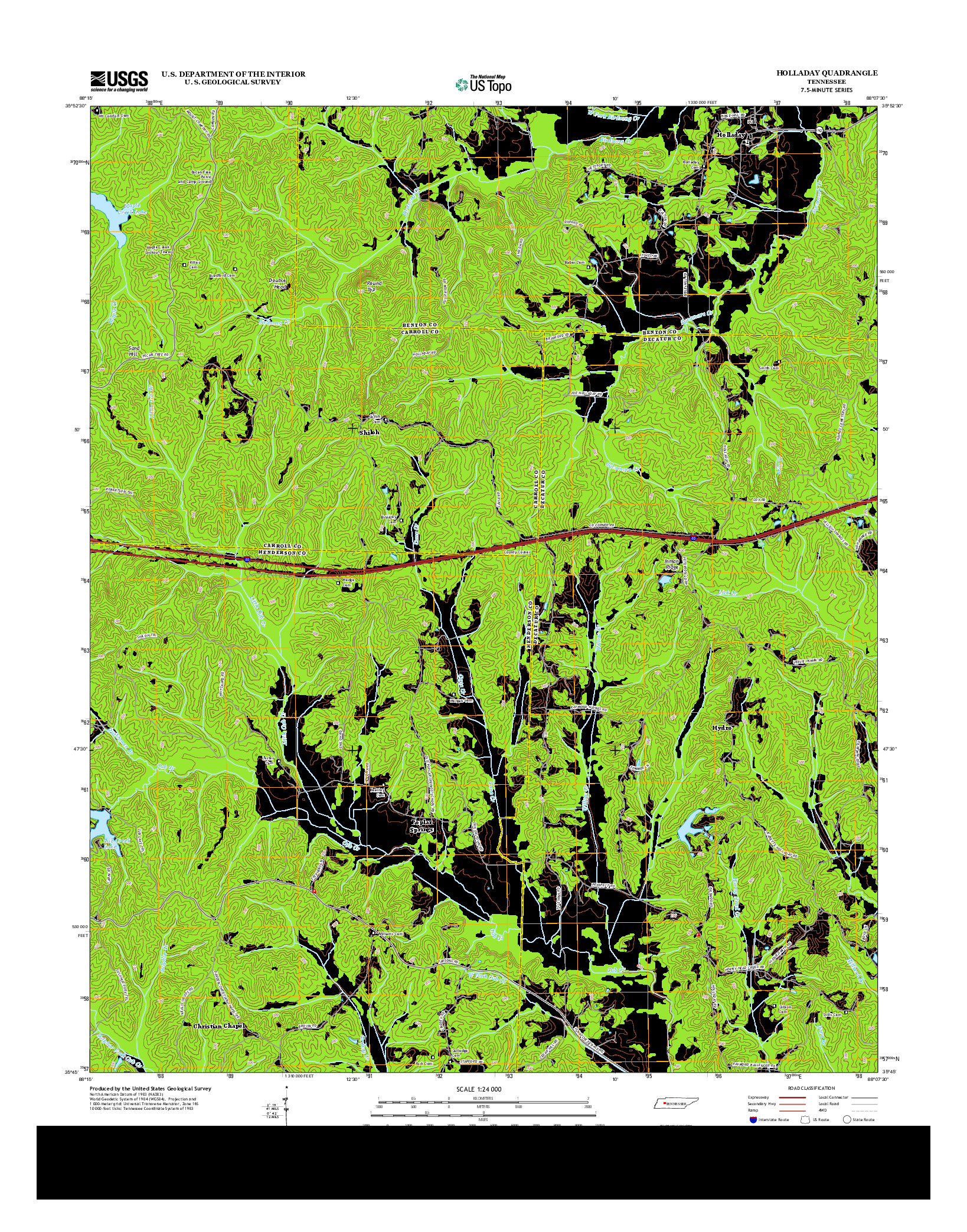 USGS US TOPO 7.5-MINUTE MAP FOR HOLLADAY, TN 2013