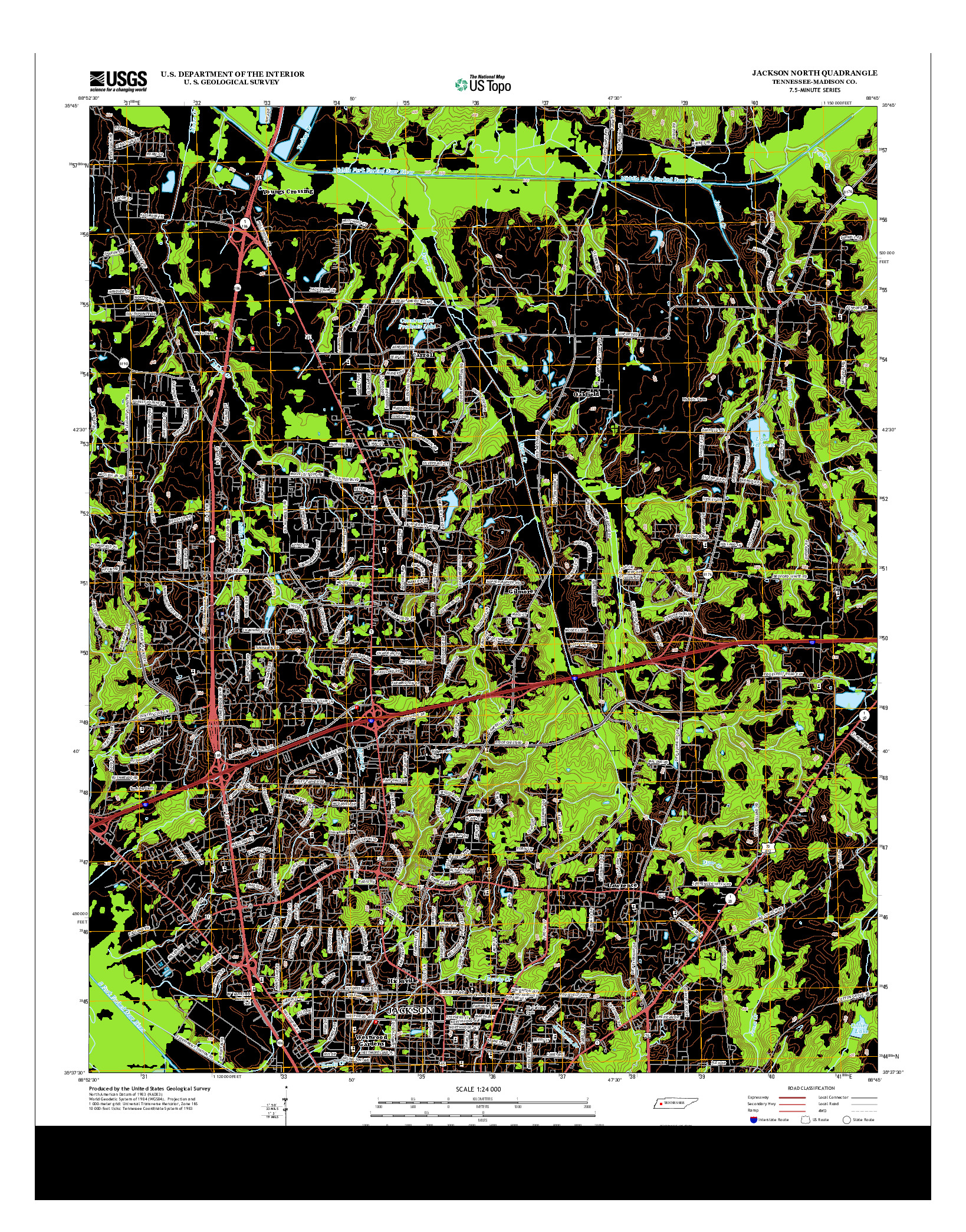 USGS US TOPO 7.5-MINUTE MAP FOR JACKSON NORTH, TN 2013