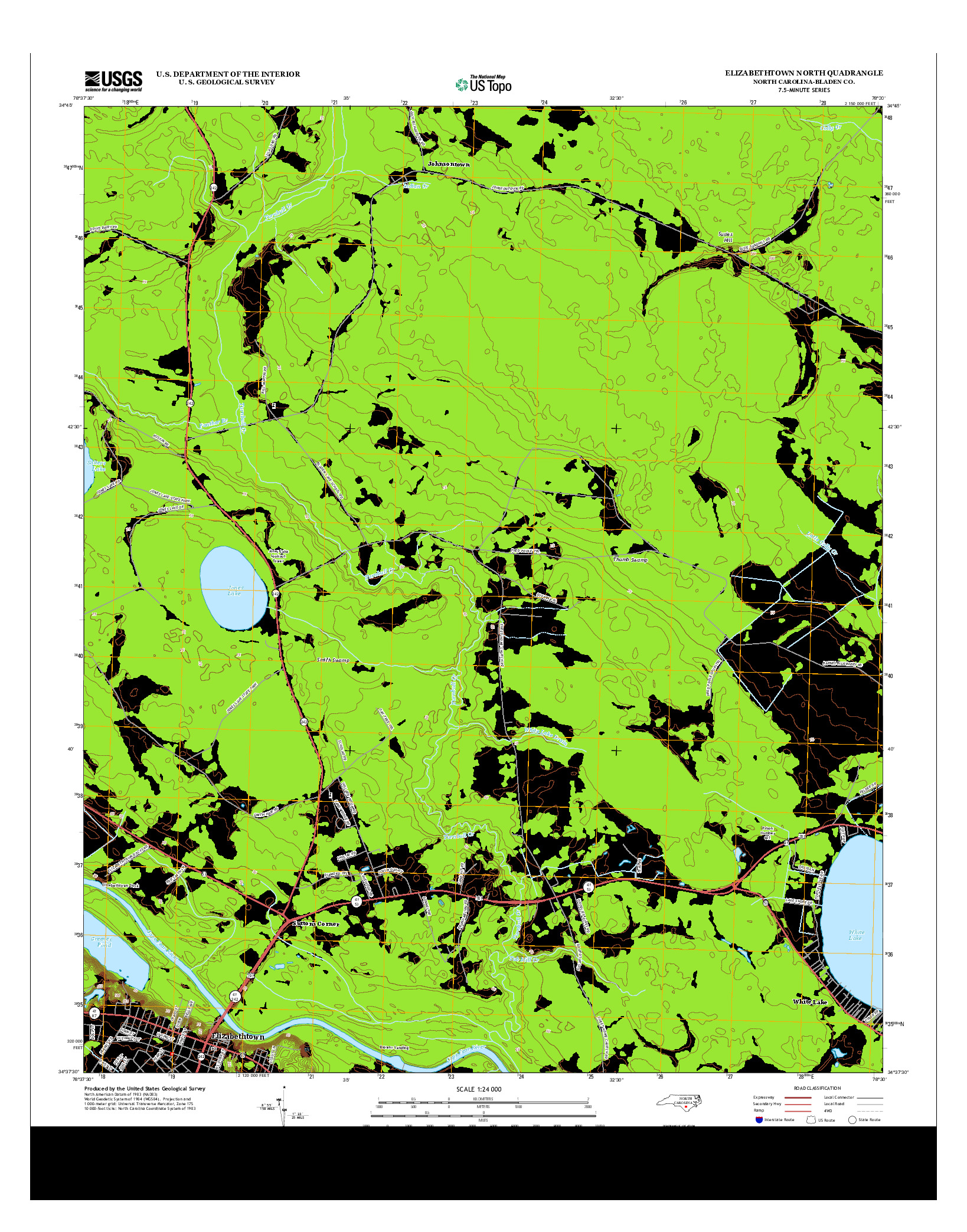 USGS US TOPO 7.5-MINUTE MAP FOR ELIZABETHTOWN NORTH, NC 2013