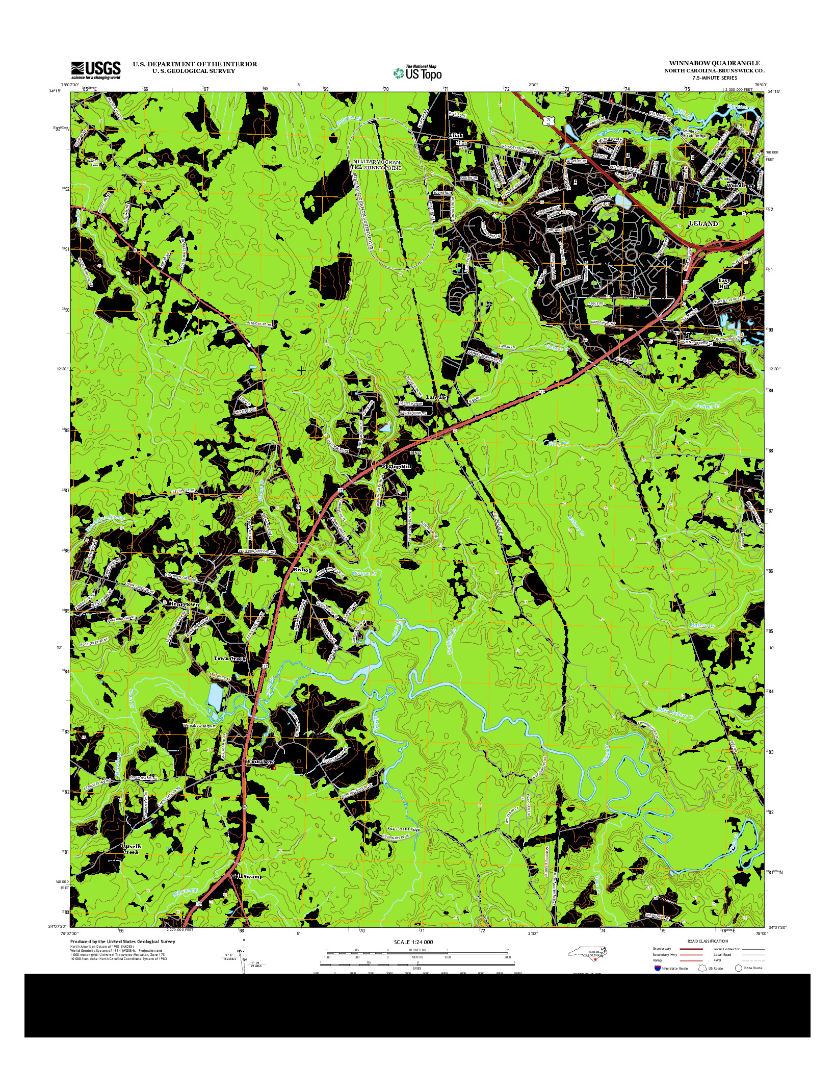 USGS US TOPO 7.5-MINUTE MAP FOR WINNABOW, NC 2013