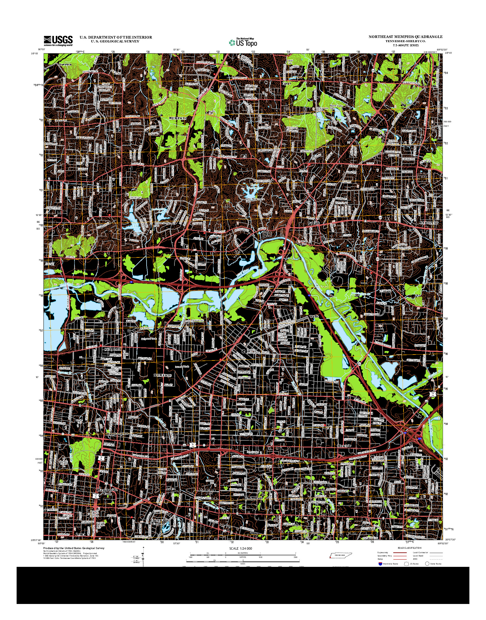 USGS US TOPO 7.5-MINUTE MAP FOR NORTHEAST MEMPHIS, TN 2013