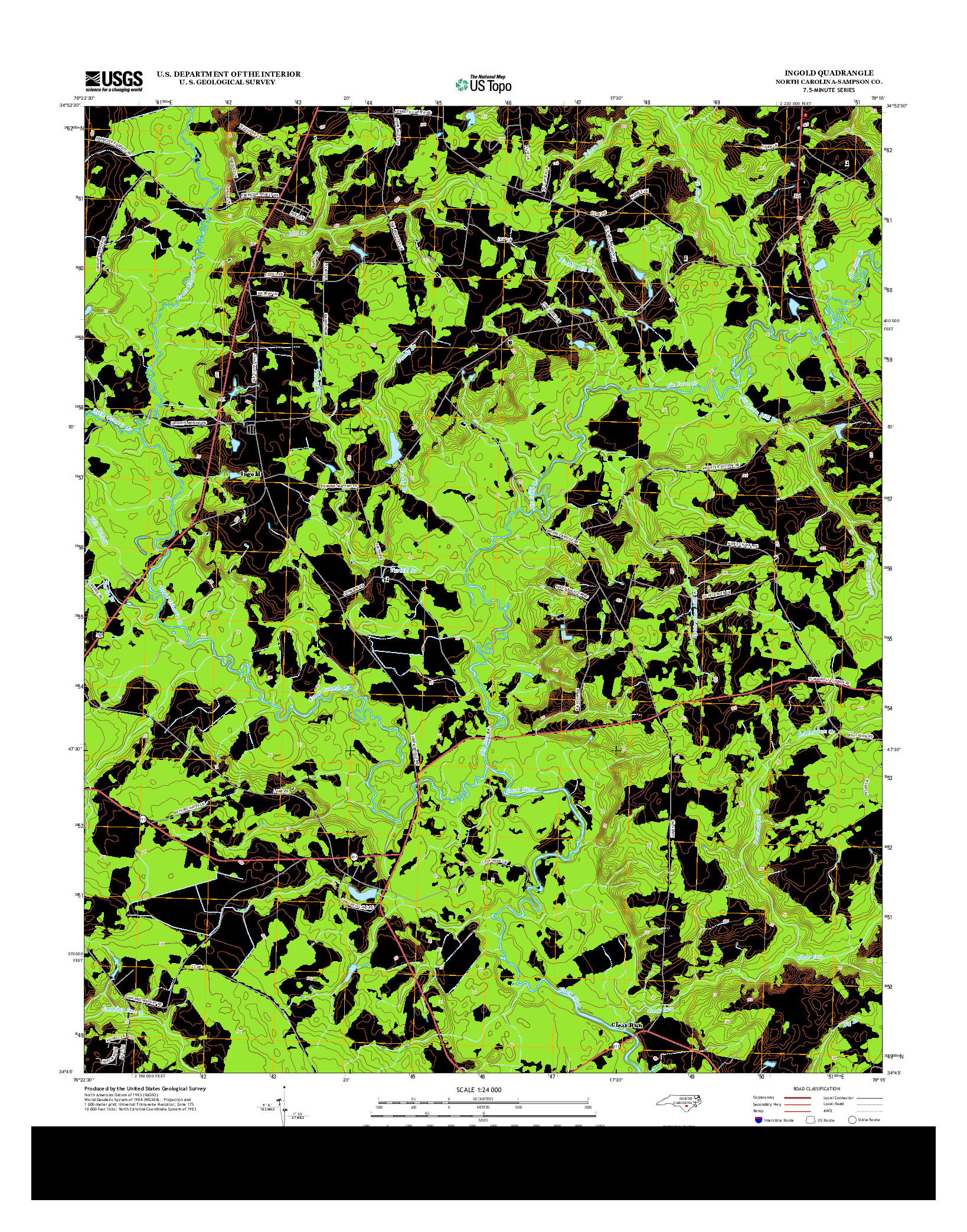 USGS US TOPO 7.5-MINUTE MAP FOR INGOLD, NC 2013