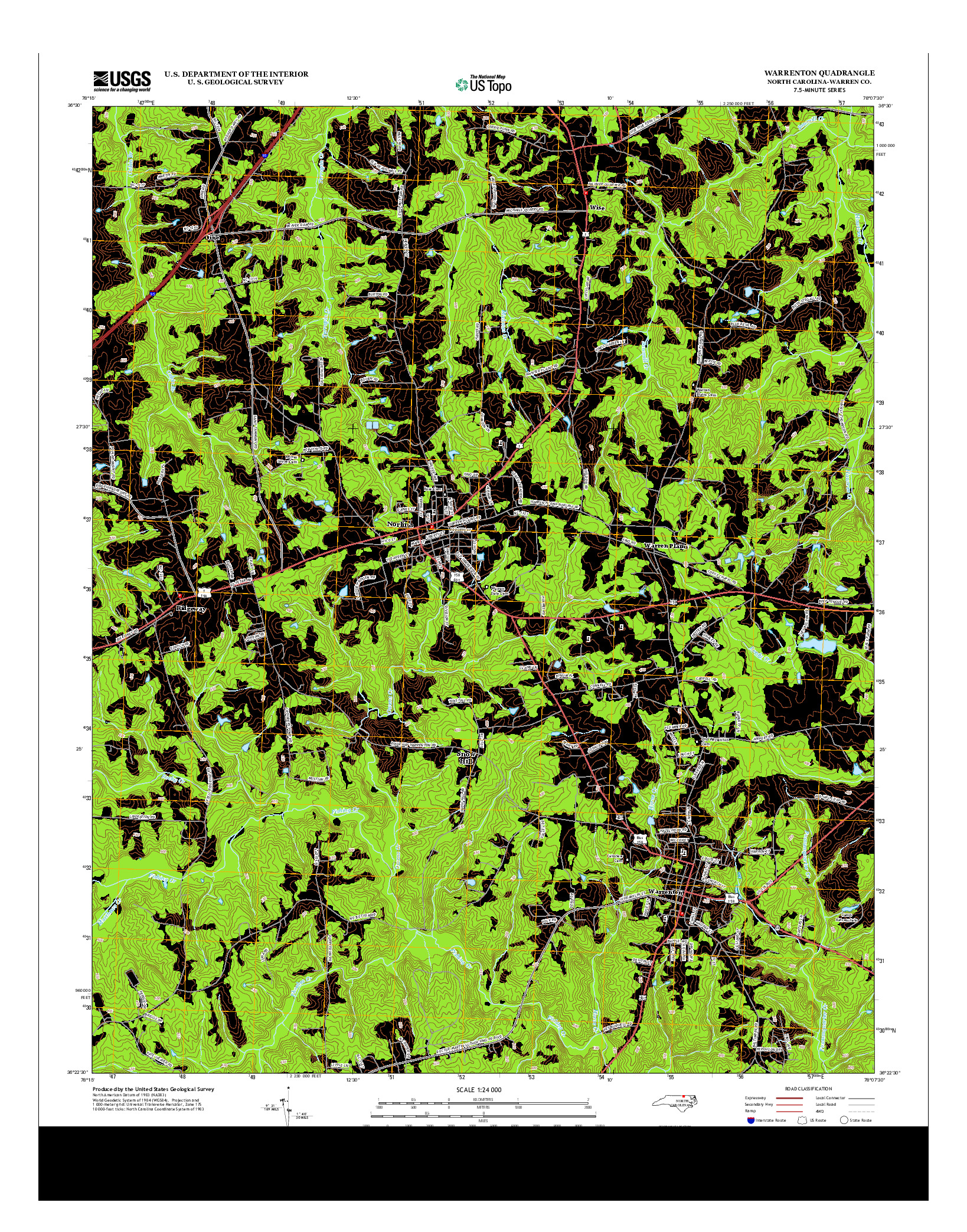 USGS US TOPO 7.5-MINUTE MAP FOR WARRENTON, NC 2013