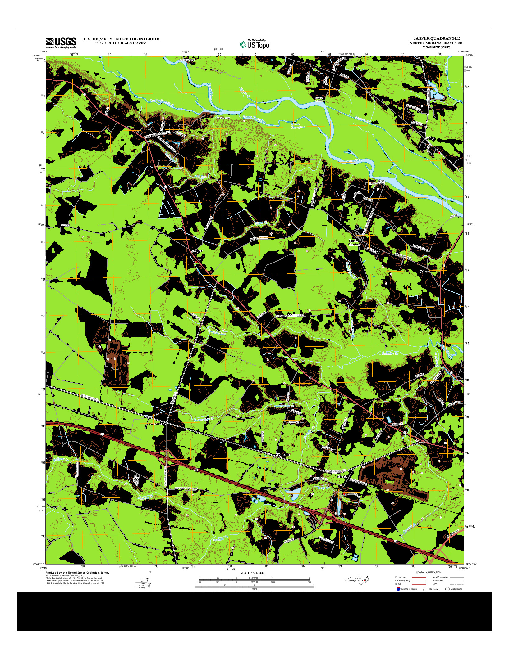 USGS US TOPO 7.5-MINUTE MAP FOR JASPER, NC 2013