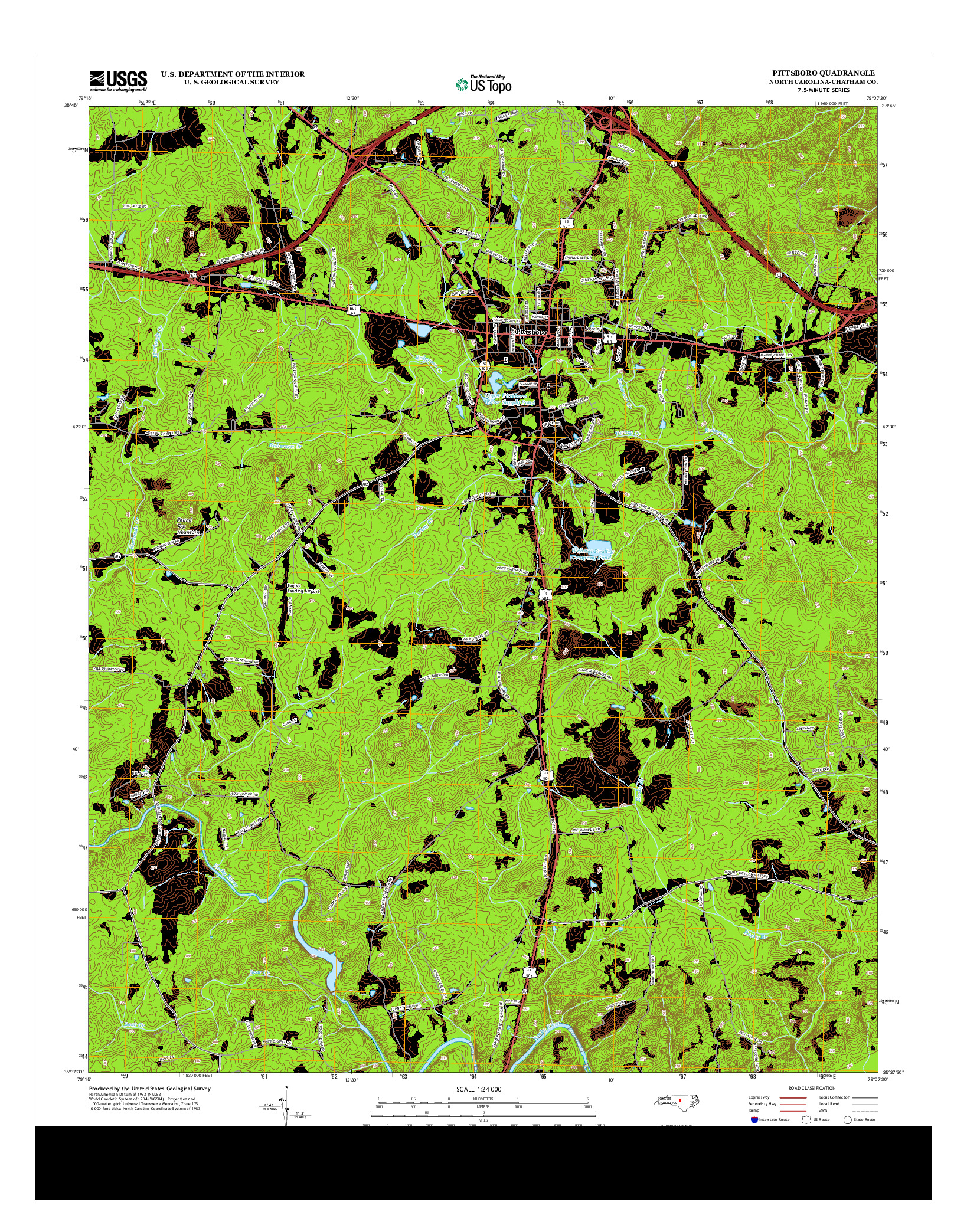 USGS US TOPO 7.5-MINUTE MAP FOR PITTSBORO, NC 2013