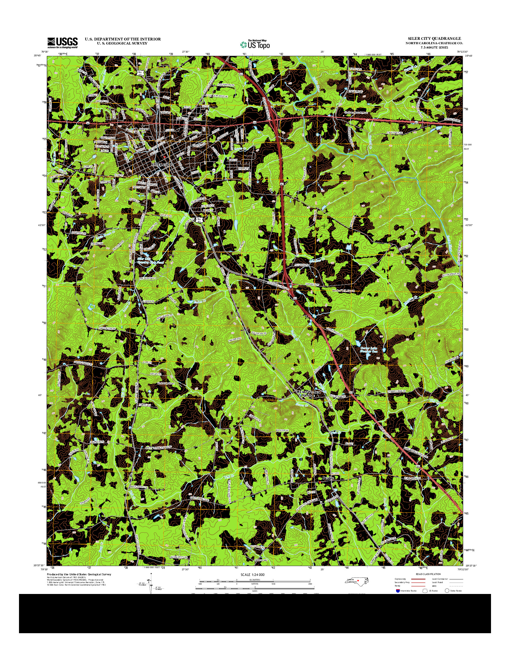USGS US TOPO 7.5-MINUTE MAP FOR SILER CITY, NC 2013