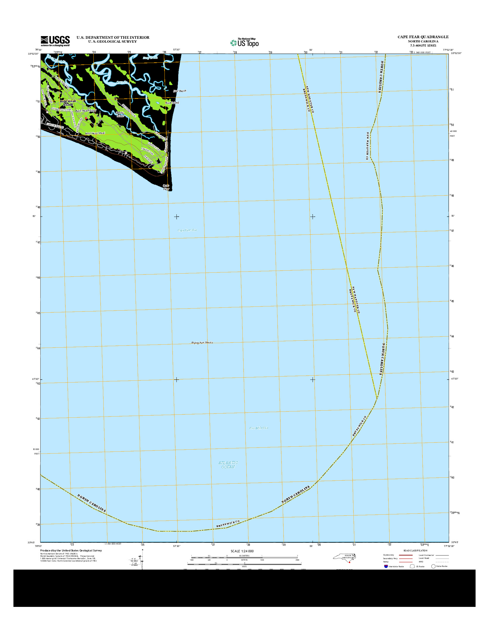 USGS US TOPO 7.5-MINUTE MAP FOR CAPE FEAR, NC 2013