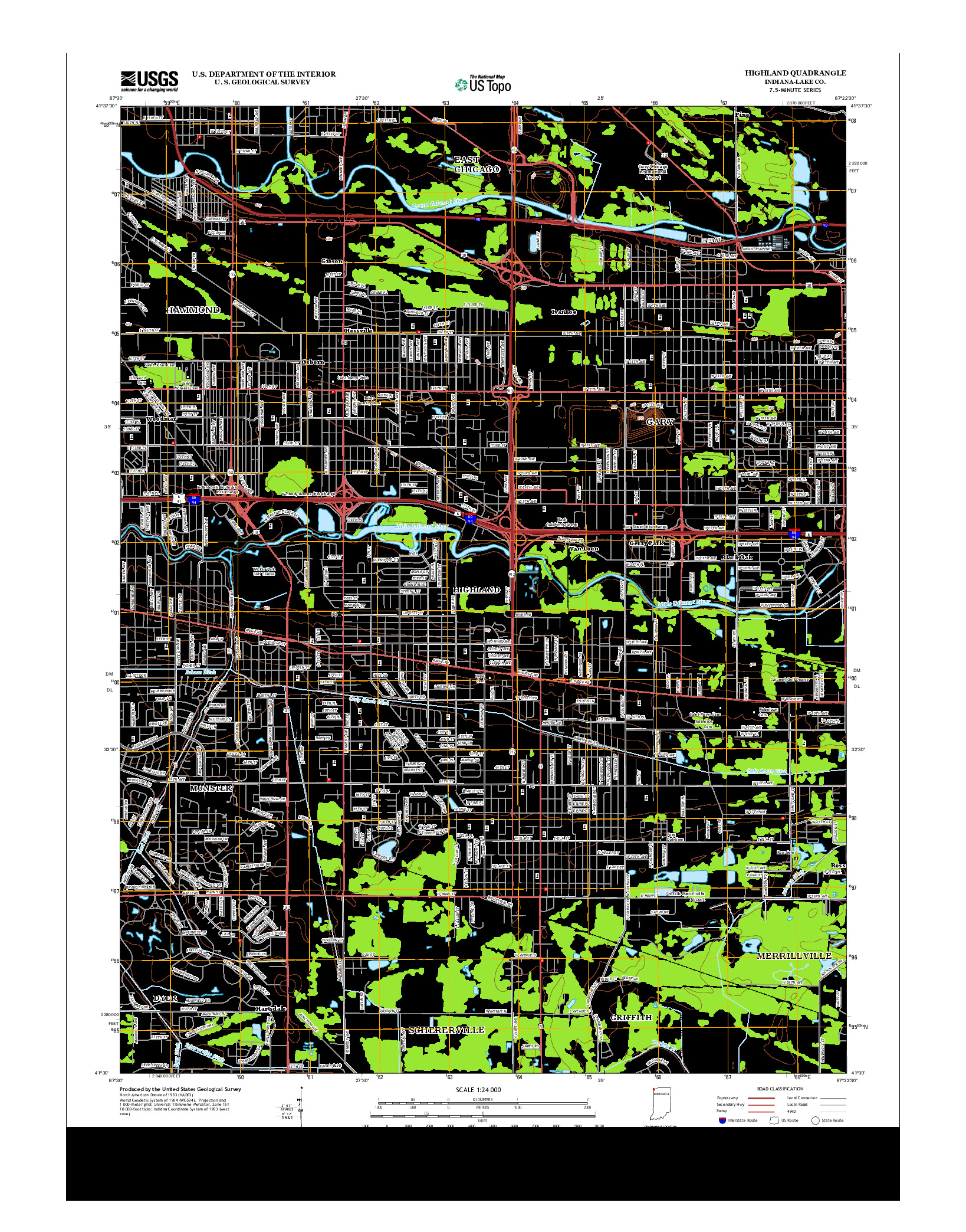 USGS US TOPO 7.5-MINUTE MAP FOR HIGHLAND, IN 2013