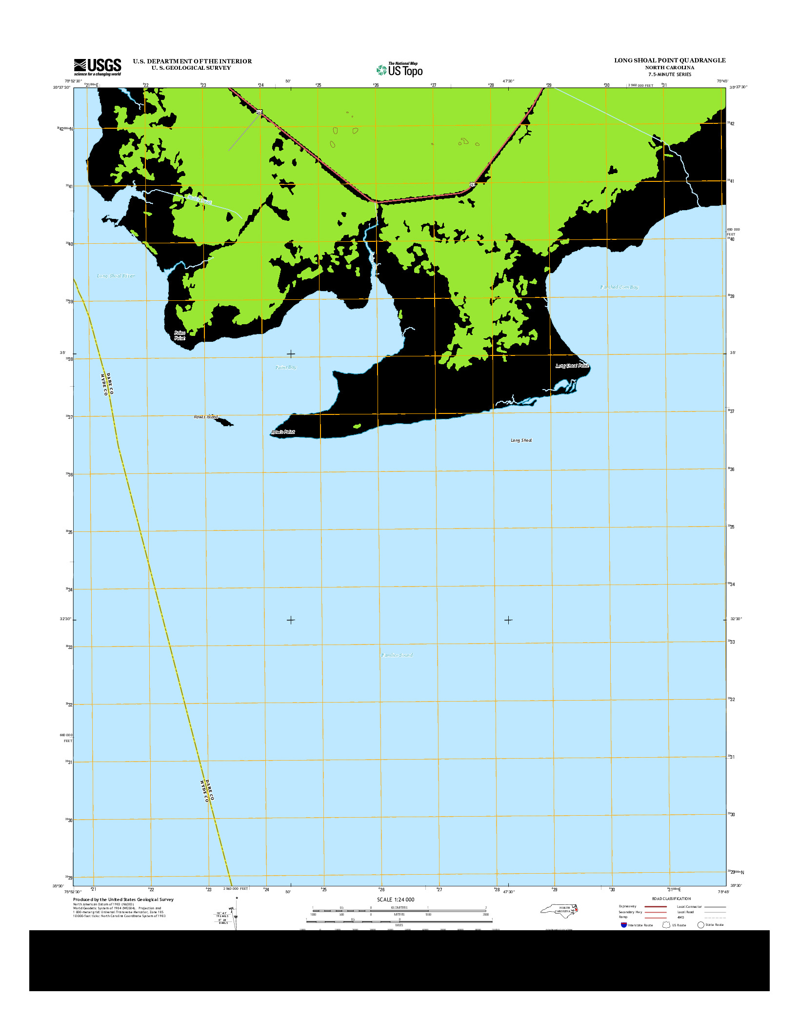 USGS US TOPO 7.5-MINUTE MAP FOR LONG SHOAL POINT, NC 2013