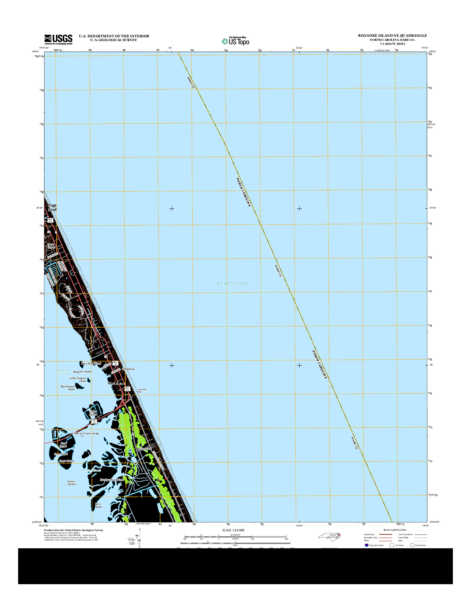 USGS US TOPO 7.5-MINUTE MAP FOR ROANOKE ISLAND NE, NC 2013