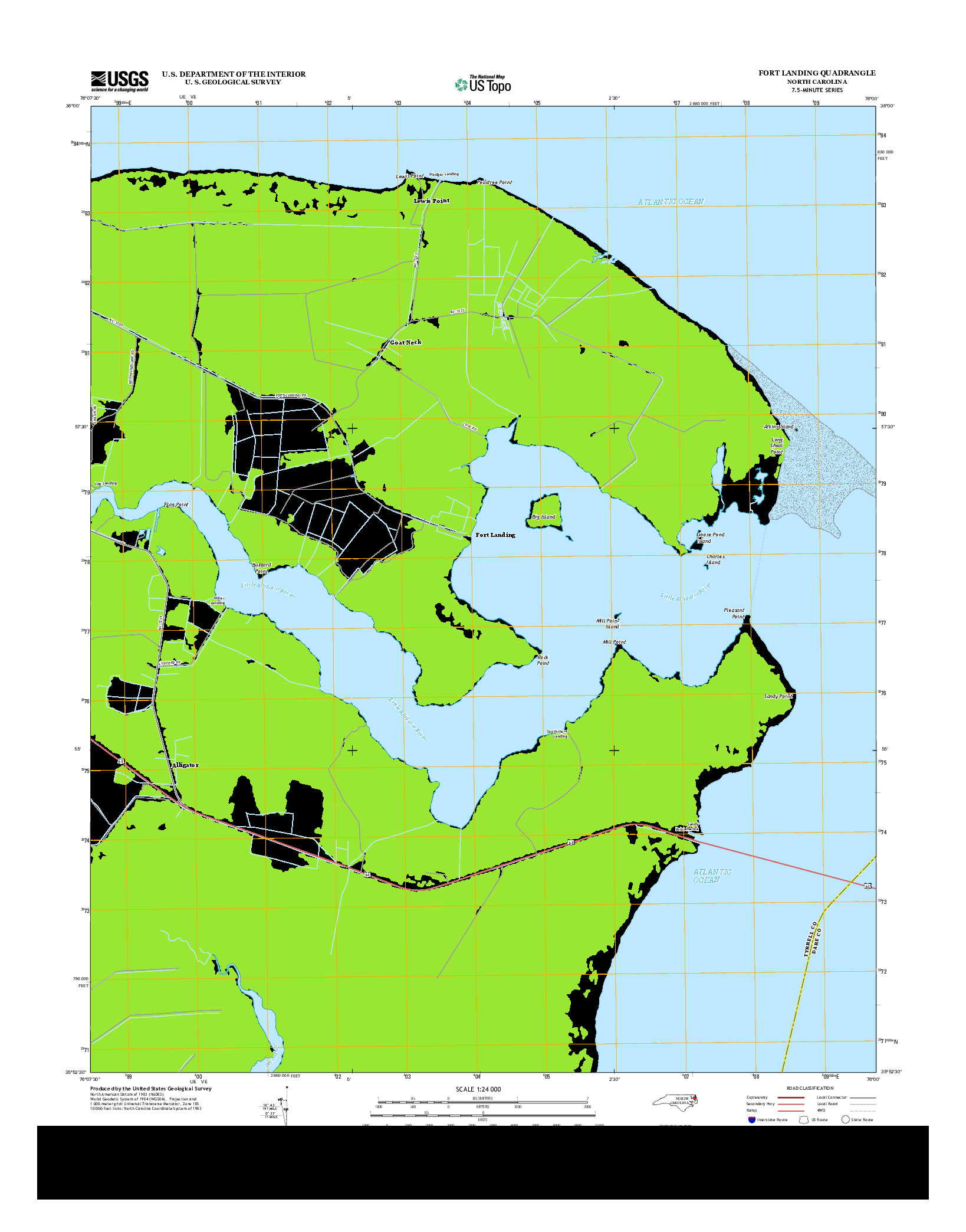 USGS US TOPO 7.5-MINUTE MAP FOR FORT LANDING, NC 2013