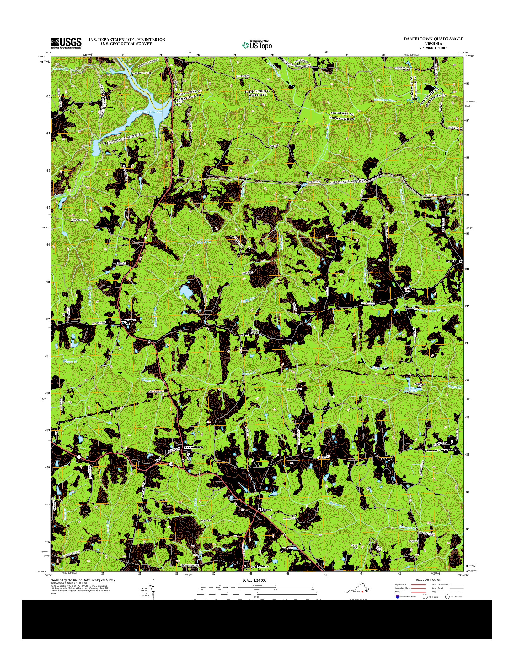 USGS US TOPO 7.5-MINUTE MAP FOR DANIELTOWN, VA 2013