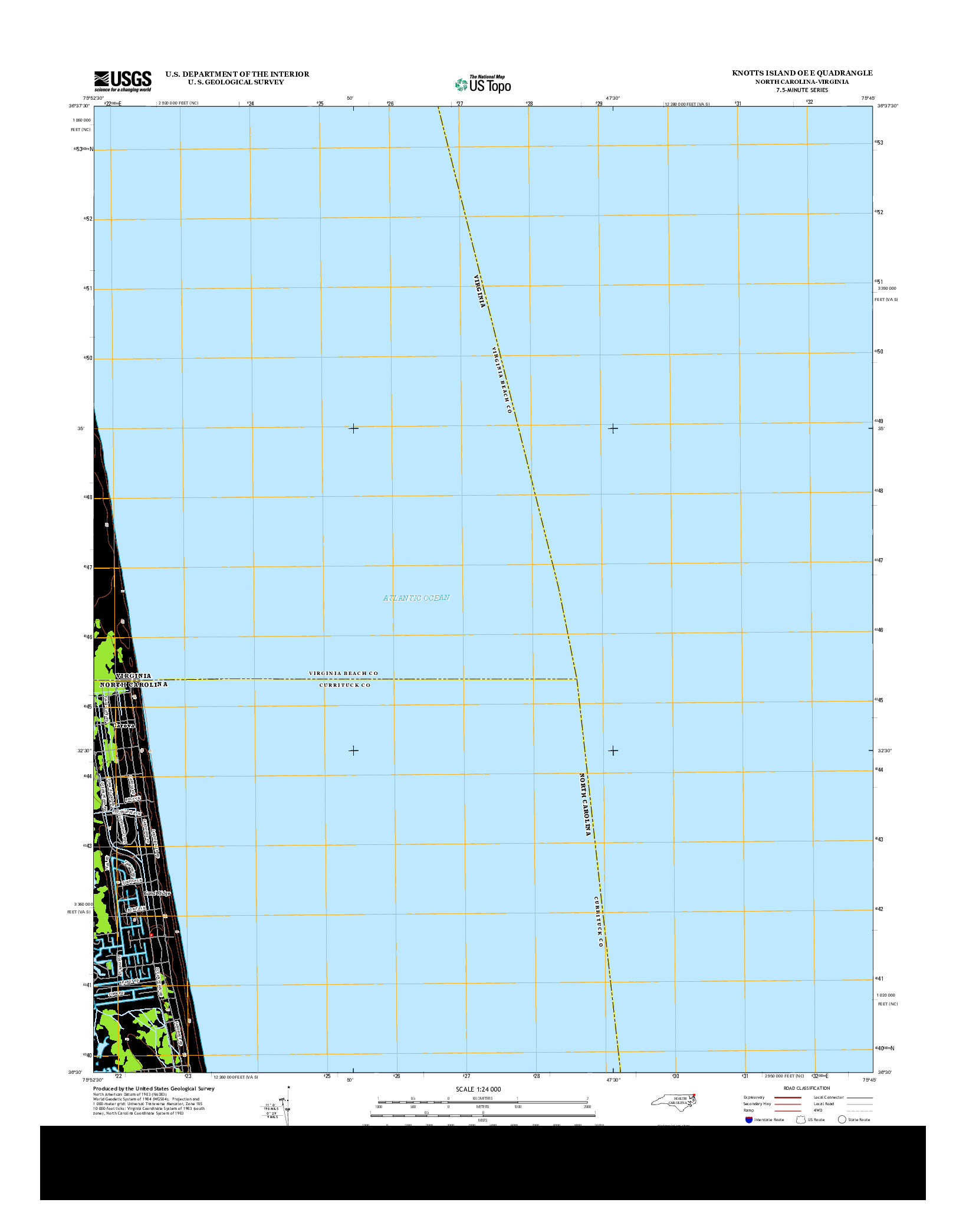 USGS US TOPO 7.5-MINUTE MAP FOR KNOTTS ISLAND OE E, NC-VA 2013