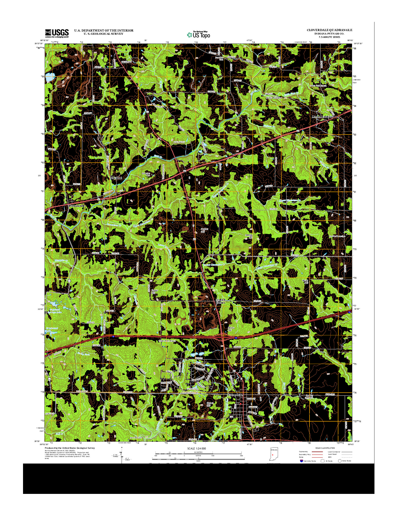 USGS US TOPO 7.5-MINUTE MAP FOR CLOVERDALE, IN 2013