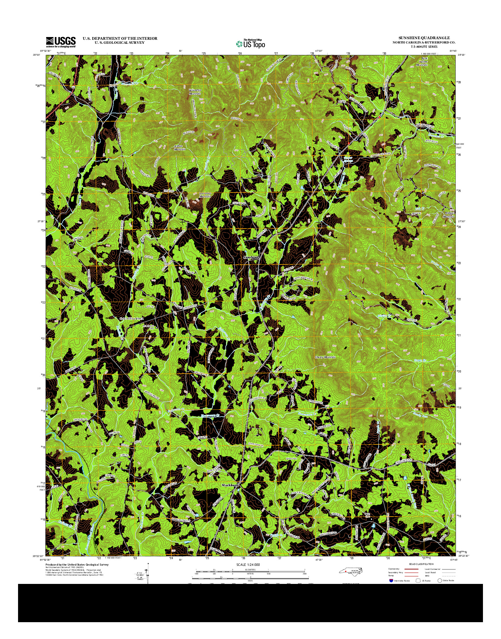 USGS US TOPO 7.5-MINUTE MAP FOR SUNSHINE, NC 2013