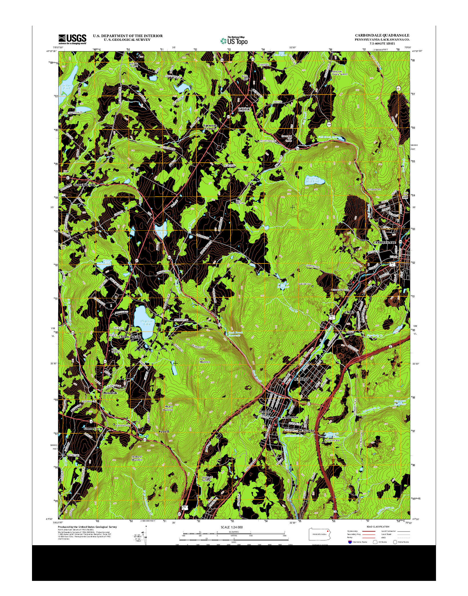 USGS US TOPO 7.5-MINUTE MAP FOR CARBONDALE, PA 2013