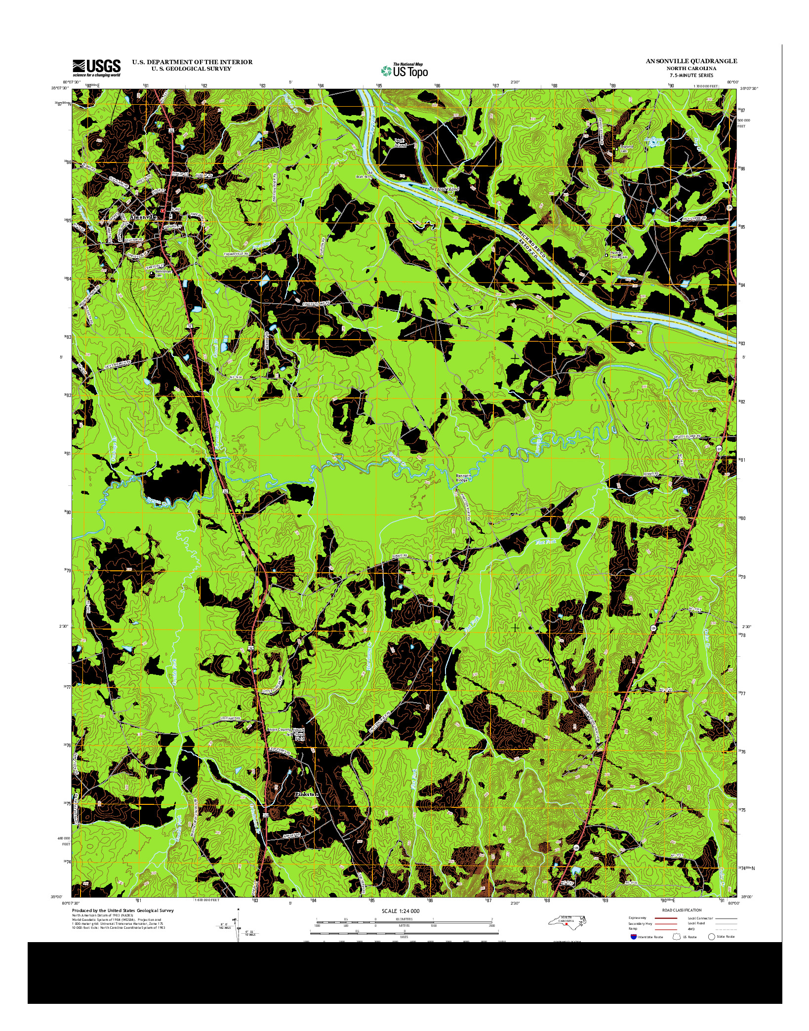 USGS US TOPO 7.5-MINUTE MAP FOR ANSONVILLE, NC 2013