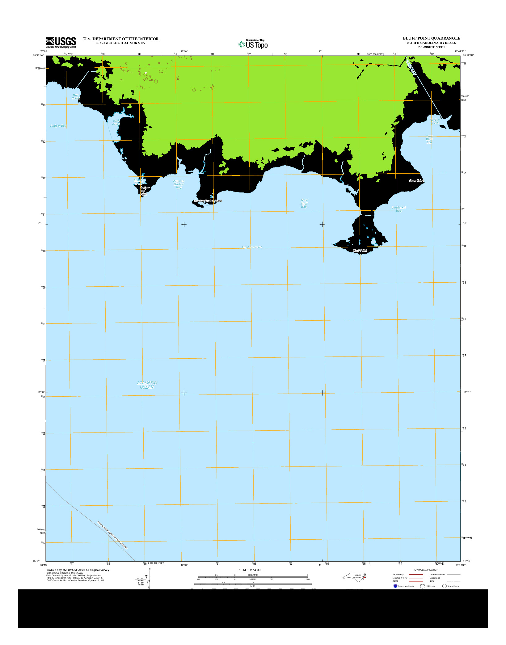 USGS US TOPO 7.5-MINUTE MAP FOR BLUFF POINT, NC 2013