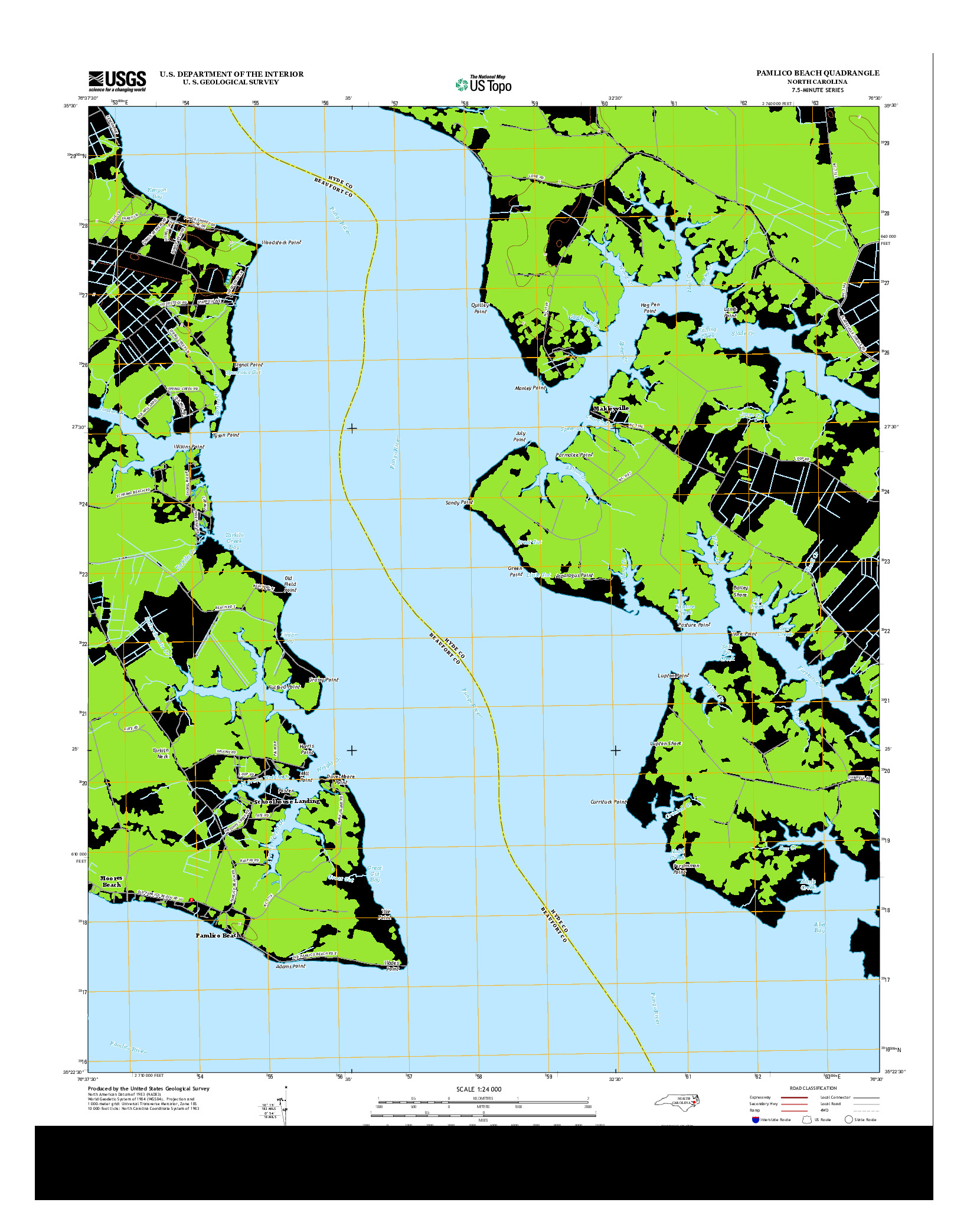 USGS US TOPO 7.5-MINUTE MAP FOR PAMLICO BEACH, NC 2013
