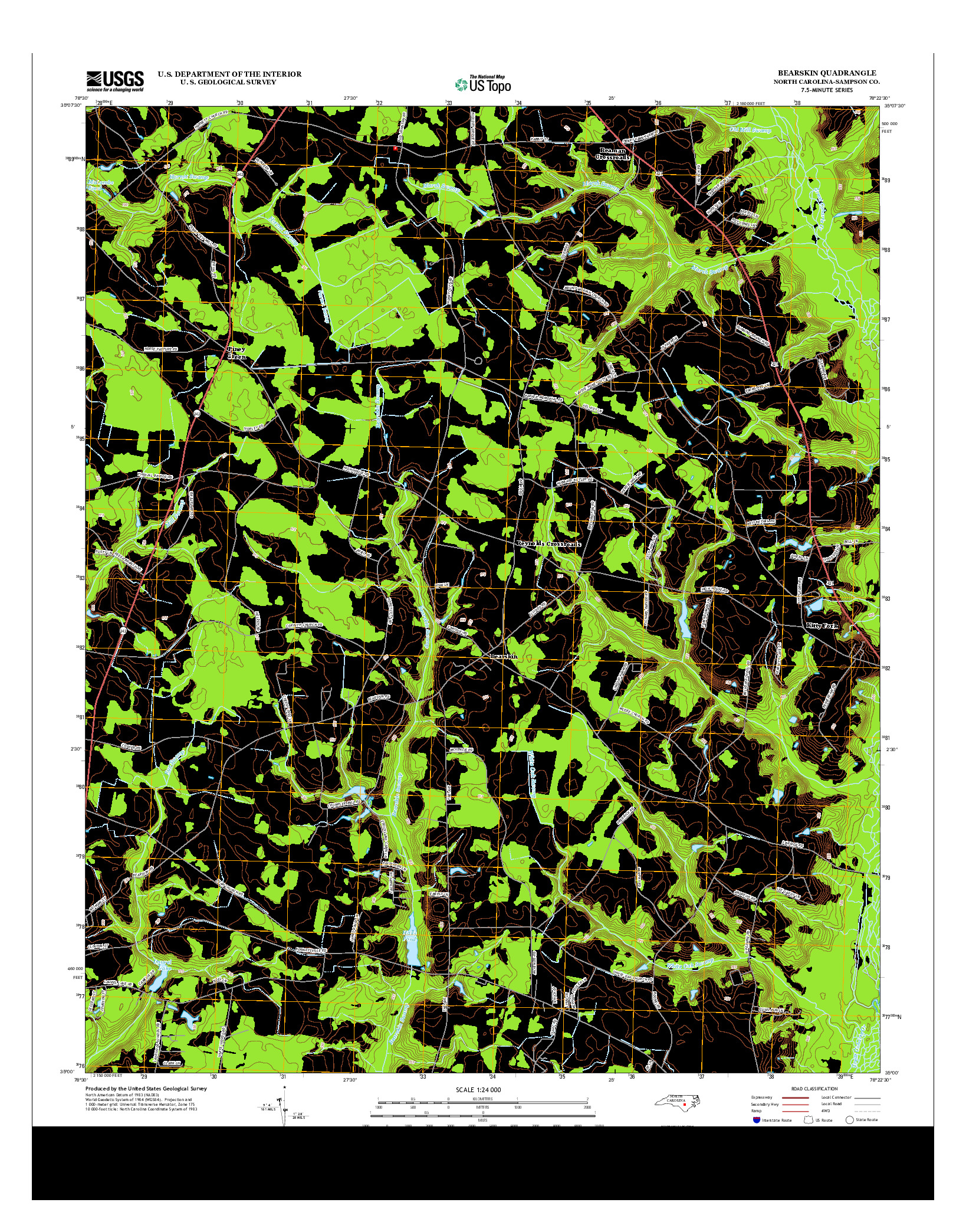 USGS US TOPO 7.5-MINUTE MAP FOR BEARSKIN, NC 2013