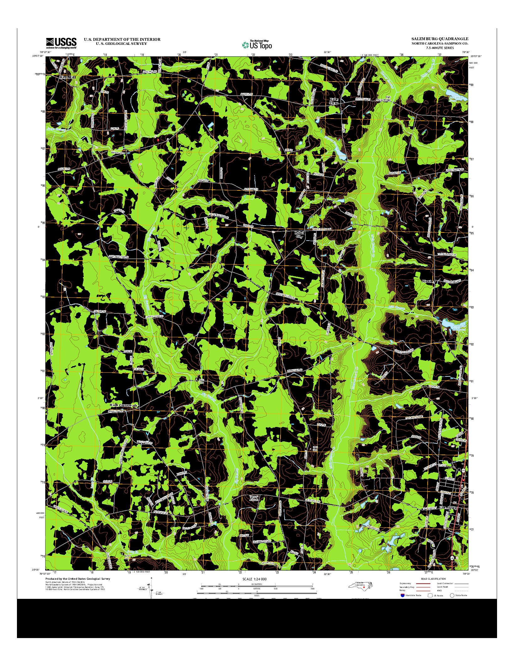 USGS US TOPO 7.5-MINUTE MAP FOR SALEMBURG, NC 2013