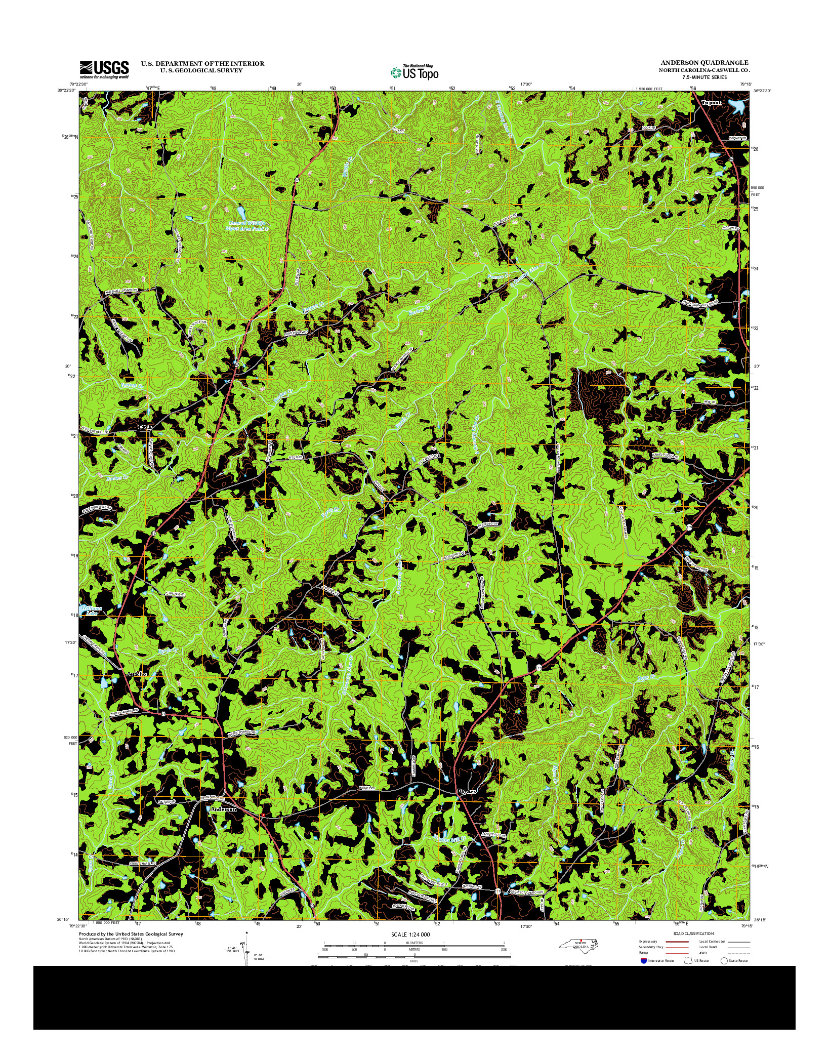 USGS US TOPO 7.5-MINUTE MAP FOR ANDERSON, NC 2013