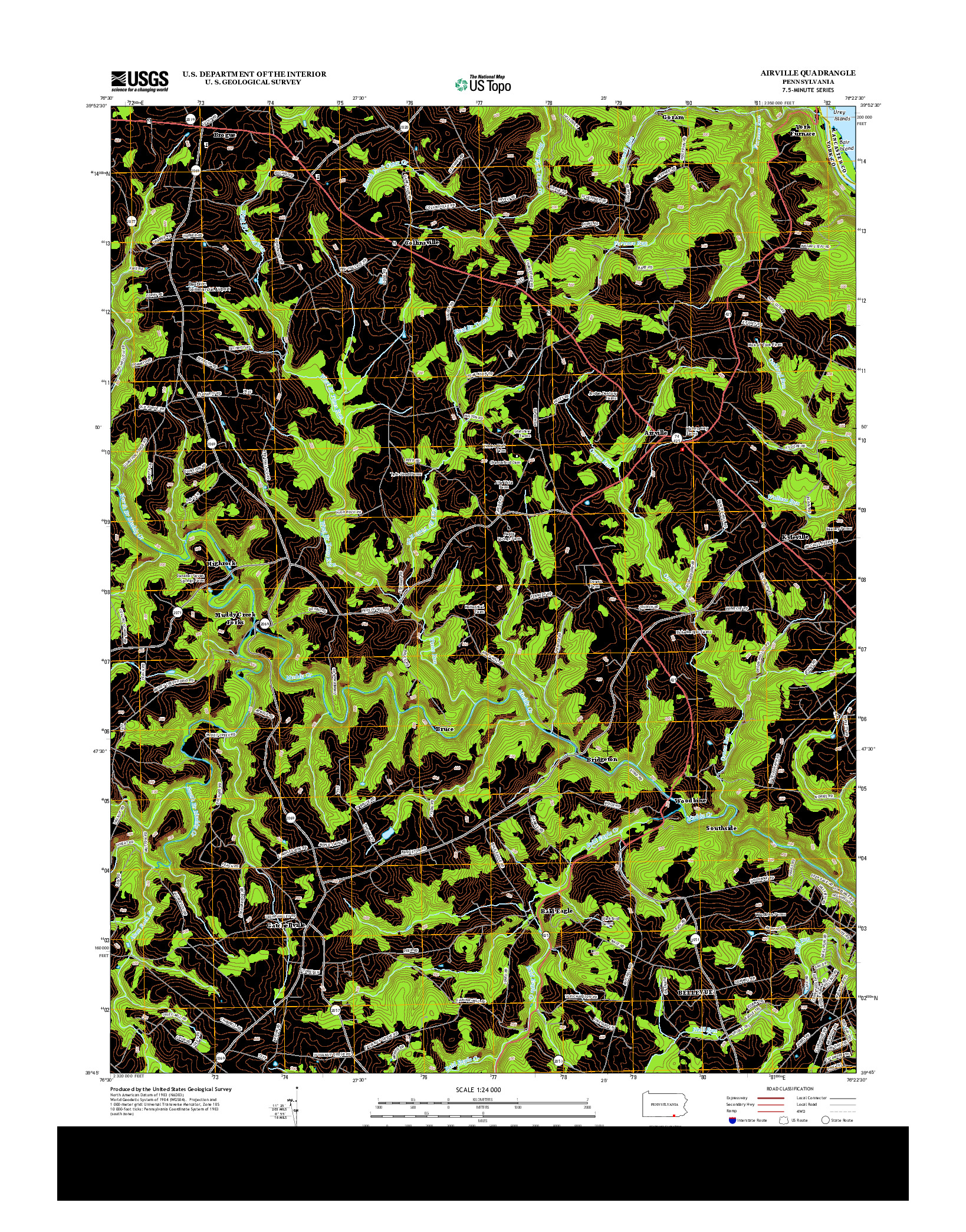 USGS US TOPO 7.5-MINUTE MAP FOR AIRVILLE, PA 2013