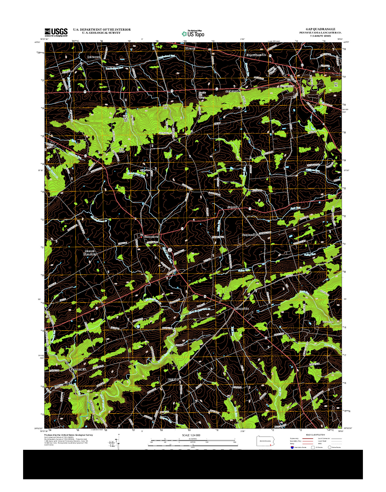 USGS US TOPO 7.5-MINUTE MAP FOR GAP, PA 2013